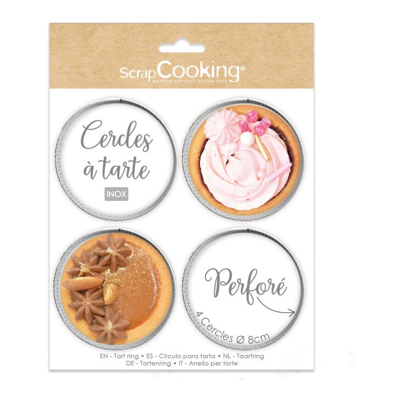 4 cercles à tartelettes perforés ronds 8 cm - Scrapcooking - Cercle à tarte - - La Guilde Culinaire