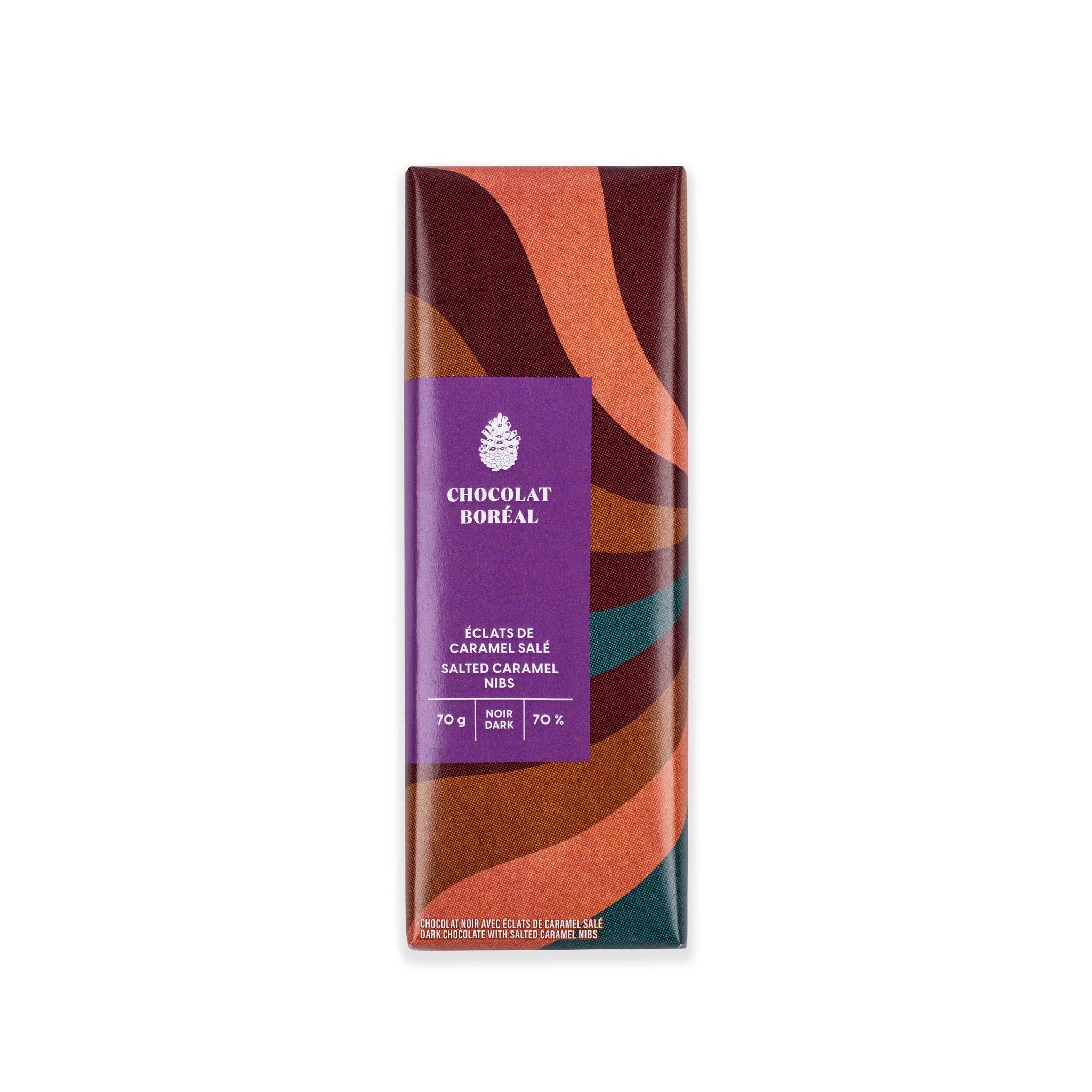 Classique Noir - Éclats de caramel salé (70g) - Chocolat Boréal - Tablette de chocolat - - La Guilde Culinaire
