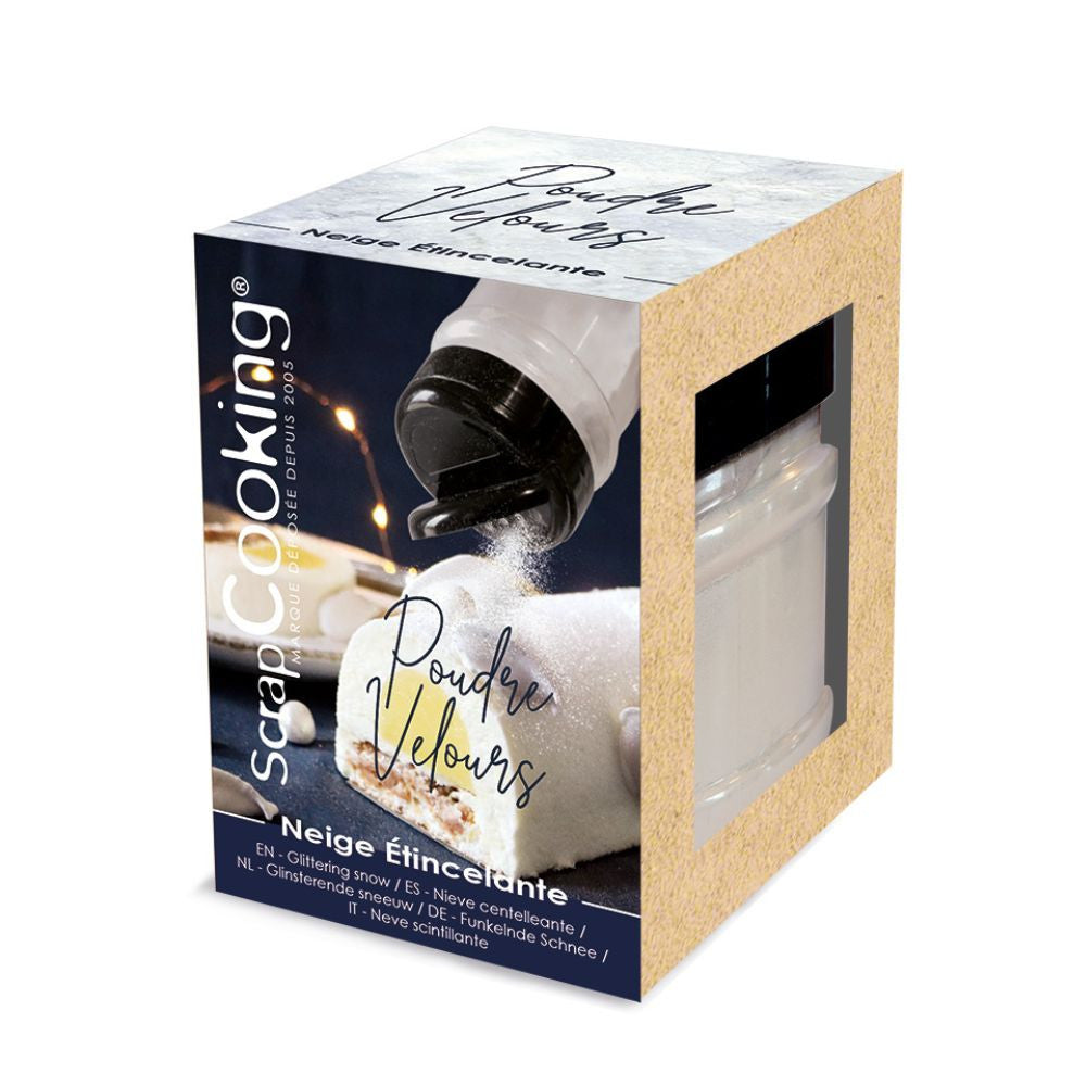 Poudre effet velours neige étincelante - Scrapcooking - Poudre de velours - - La Guilde Culinaire