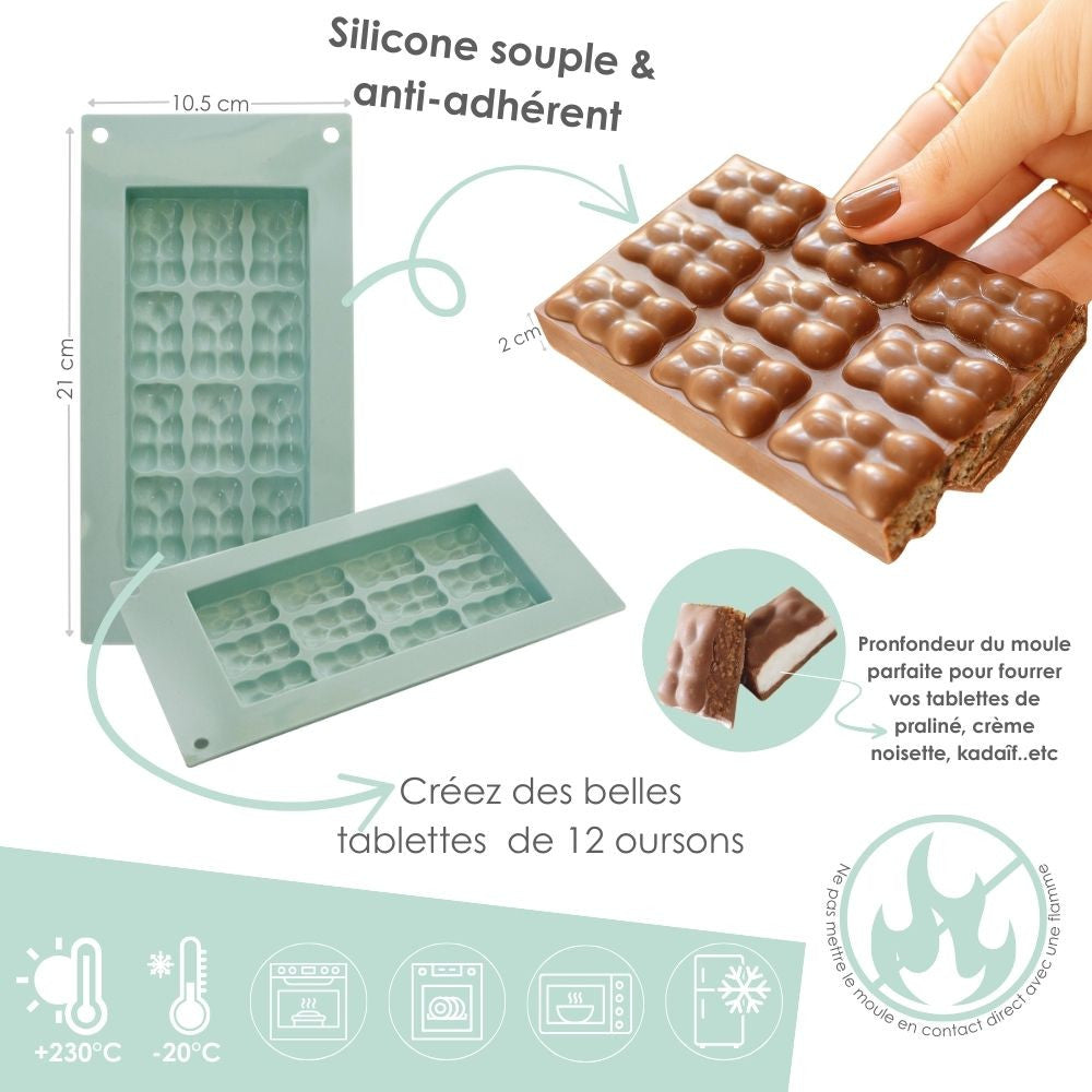 Moule en silicone pour tablette Ourson - Scrapcooking - Moule pour chocolat - - La Guilde Culinaire