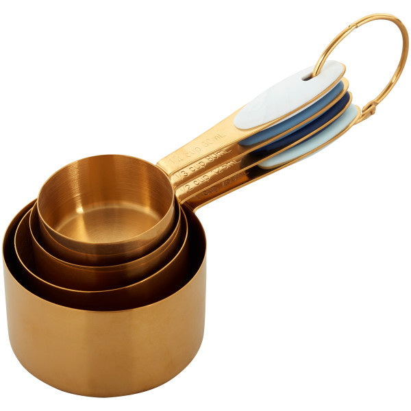 Tasses à mesurer bleu marine et or avec anneau à clipser, 4 pièces - Wilton - Tasse & Cuillère à mesurer - - La Guilde Culinaire
