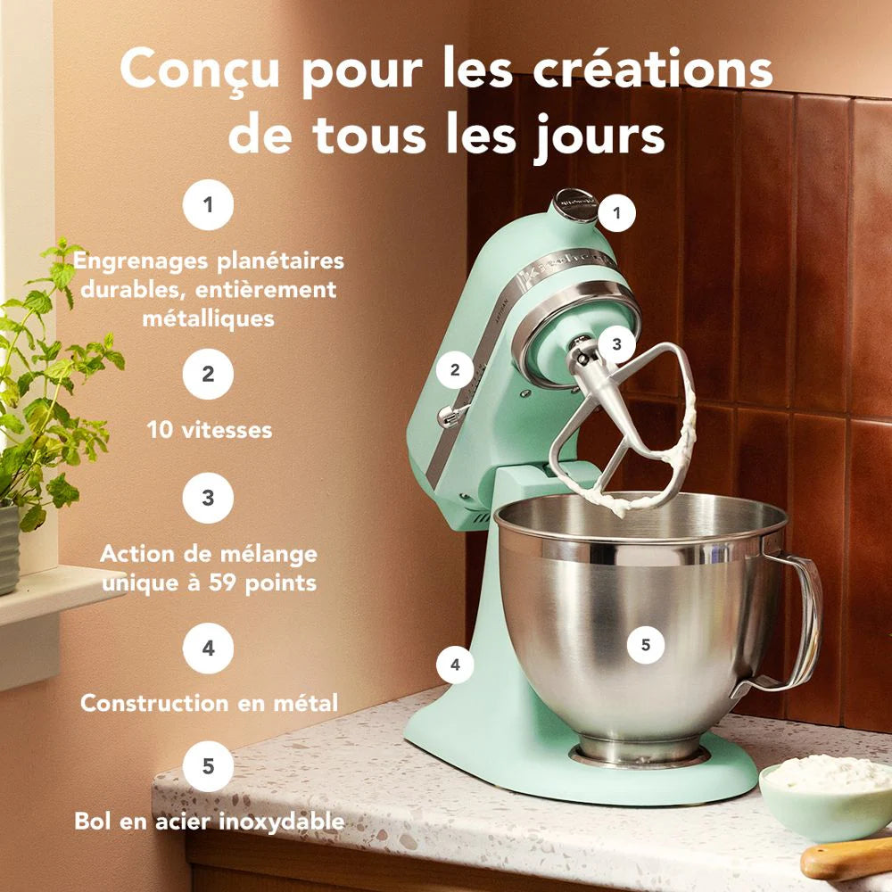 Batteur sur socle KitchenAid 4.7 L (5 pintes) Couleur de l’année 2026 - Menthe verte - Kitchenaid - Batteur sur socle - - La Guilde Culinaire