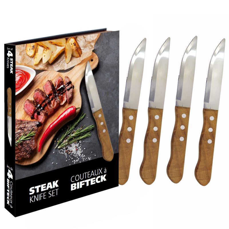 Jeu de 4 couteaux à bifteck - Natural Living - Couteau à steak - - La Guilde Culinaire