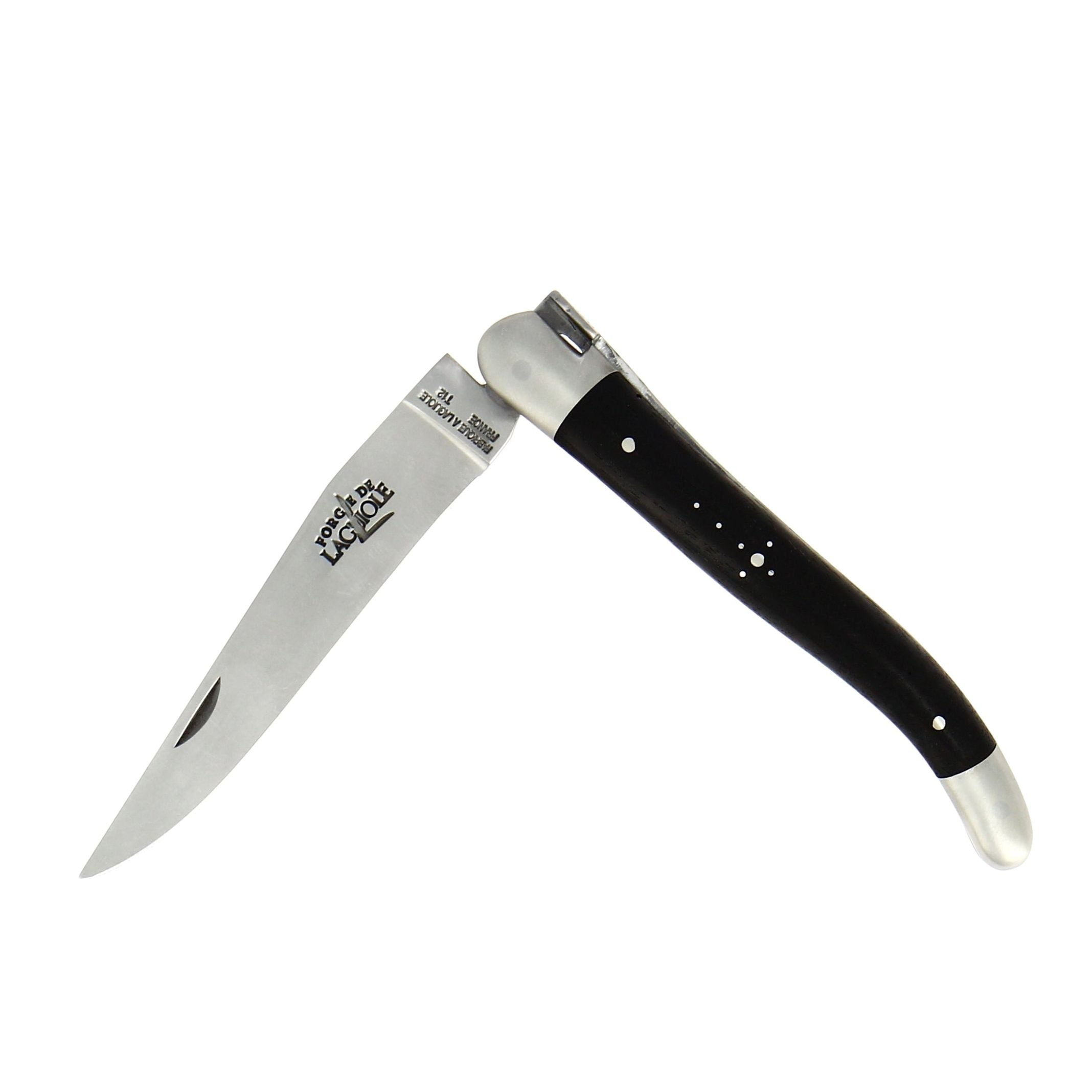 Couteau pliant 11 cm, manche en bois, mitre inox mat – Laguiole Ébène - Laguiole - Couteau pliant - 00003659 - 1211 IN EB SAT - La Guilde Culinaire