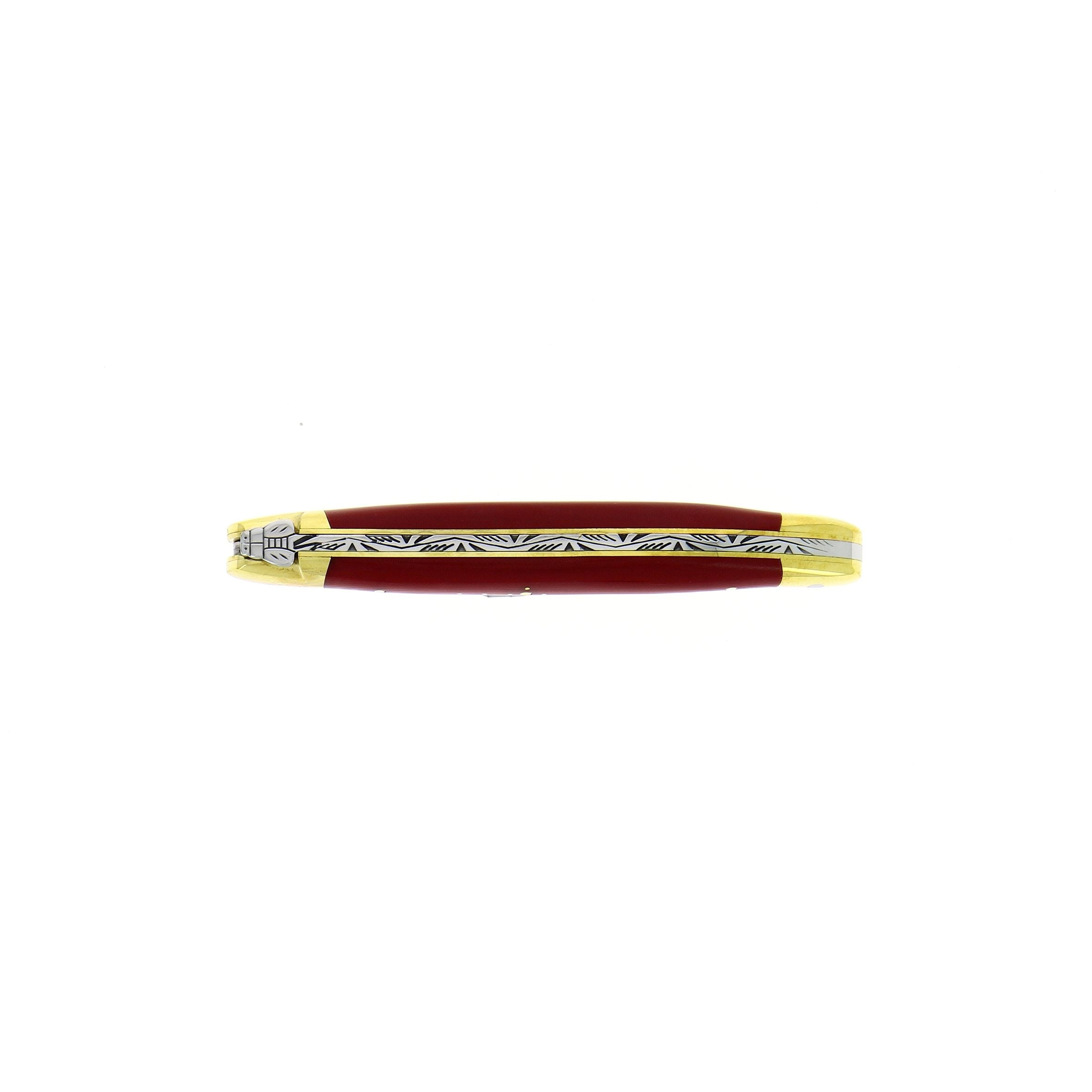 Couteau pliant 11 cm Tissu compressé, mitre Laiton – Laguiole - Laguiole - Couteau pliant - - La Guilde Culinaire