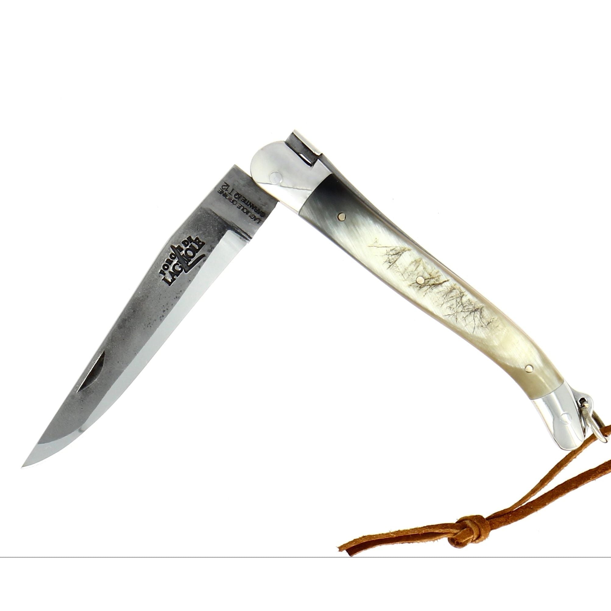 Couteau pliant 11 cm, mitre inox, Pointe de corne Aubrac – Laguiole - Laguiole - Couteau de poche - - La Guilde Culinaire