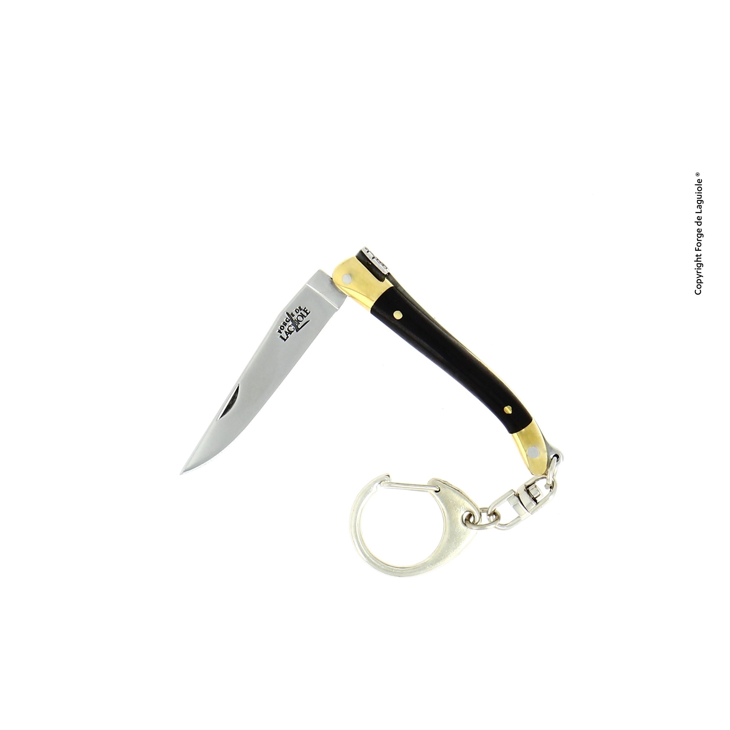 Porte-clés 7 cm bois précieux, mitres Laiton, finition brillante – Laguiole Ébène - Laguiole - Porte-clefs - 00003929 - 1270 EB - La Guilde Culinaire