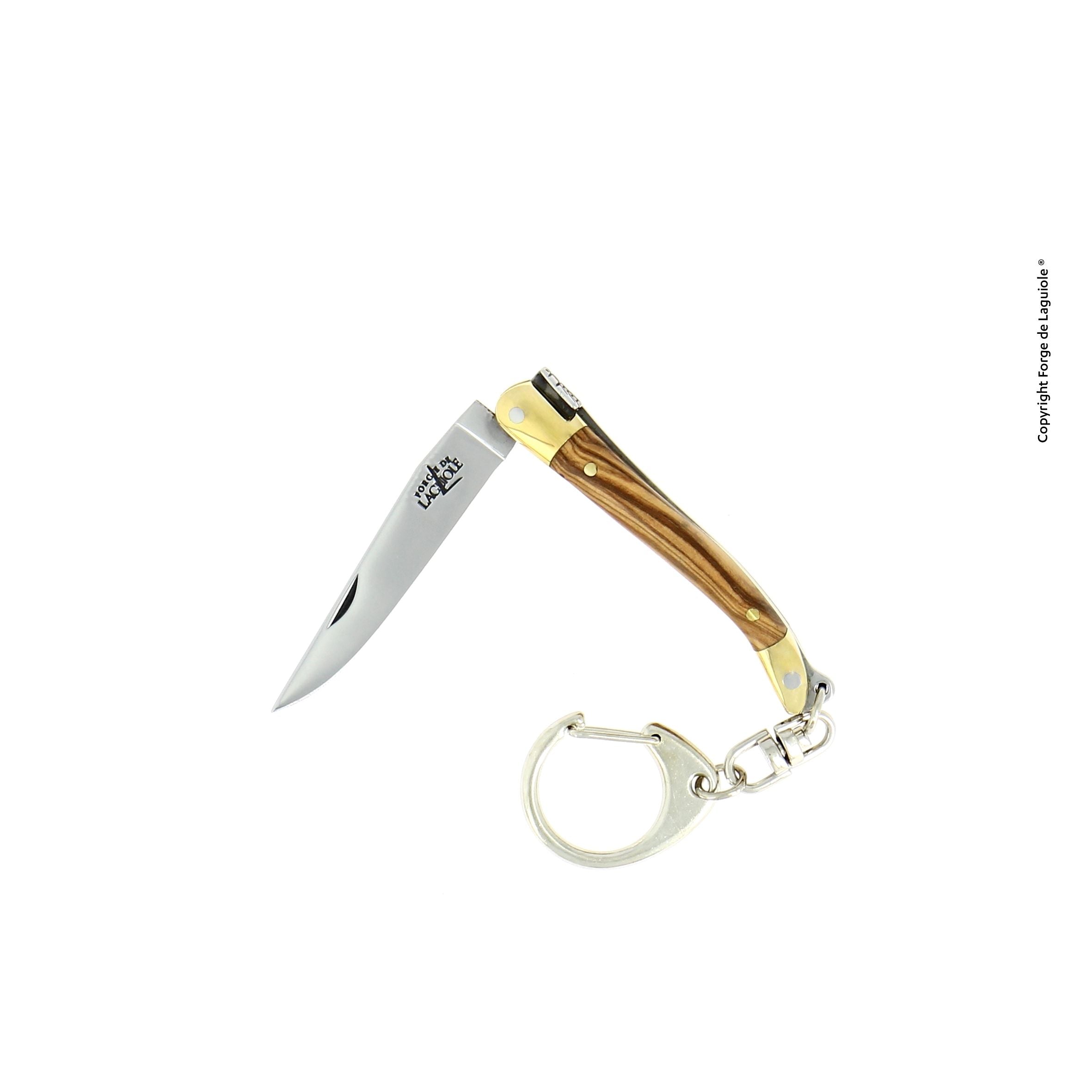 Porte-clés 7 cm bois précieux, mitres Laiton, finition brillante – Laguiole Olivier - Laguiole - Porte-clefs - 00003931 - 1270 OL - La Guilde Culinaire
