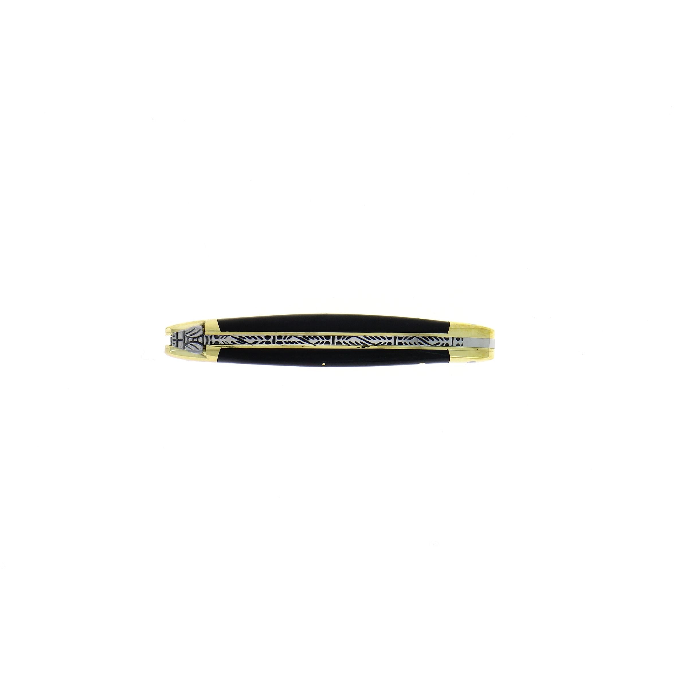 Couteau pliant 9 cm Tissu compressé, mitre Laiton – Laguiole - Laguiole - Couteau de poche - - La Guilde Culinaire