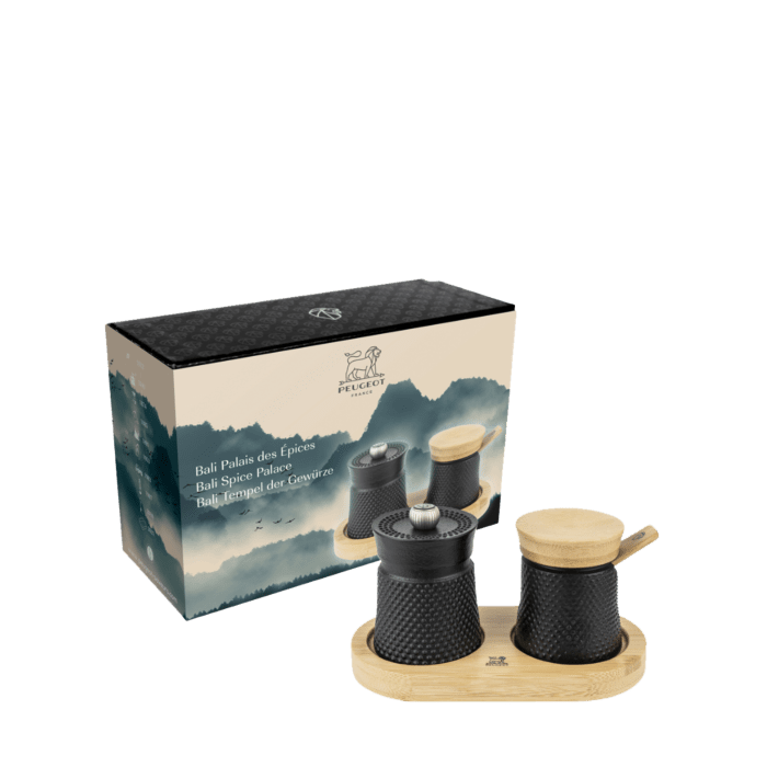 Moulin à poivre Bali fonte noir et sa coupelle à sel - Peugeot - Moulin à poivre, sel, et épices - - La Guilde Culinaire