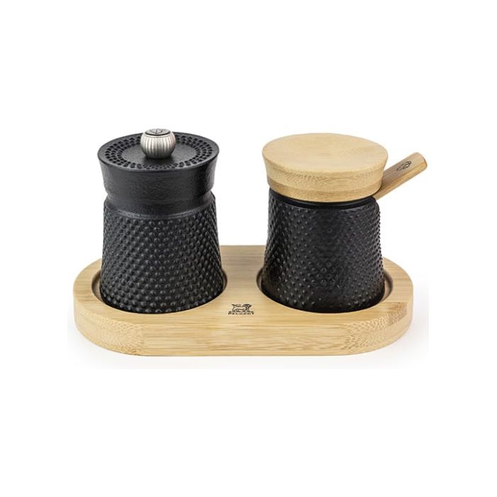Moulin à poivre Bali fonte noir et sa coupelle à sel - Peugeot - Moulin à poivre, sel, et épices - - La Guilde Culinaire