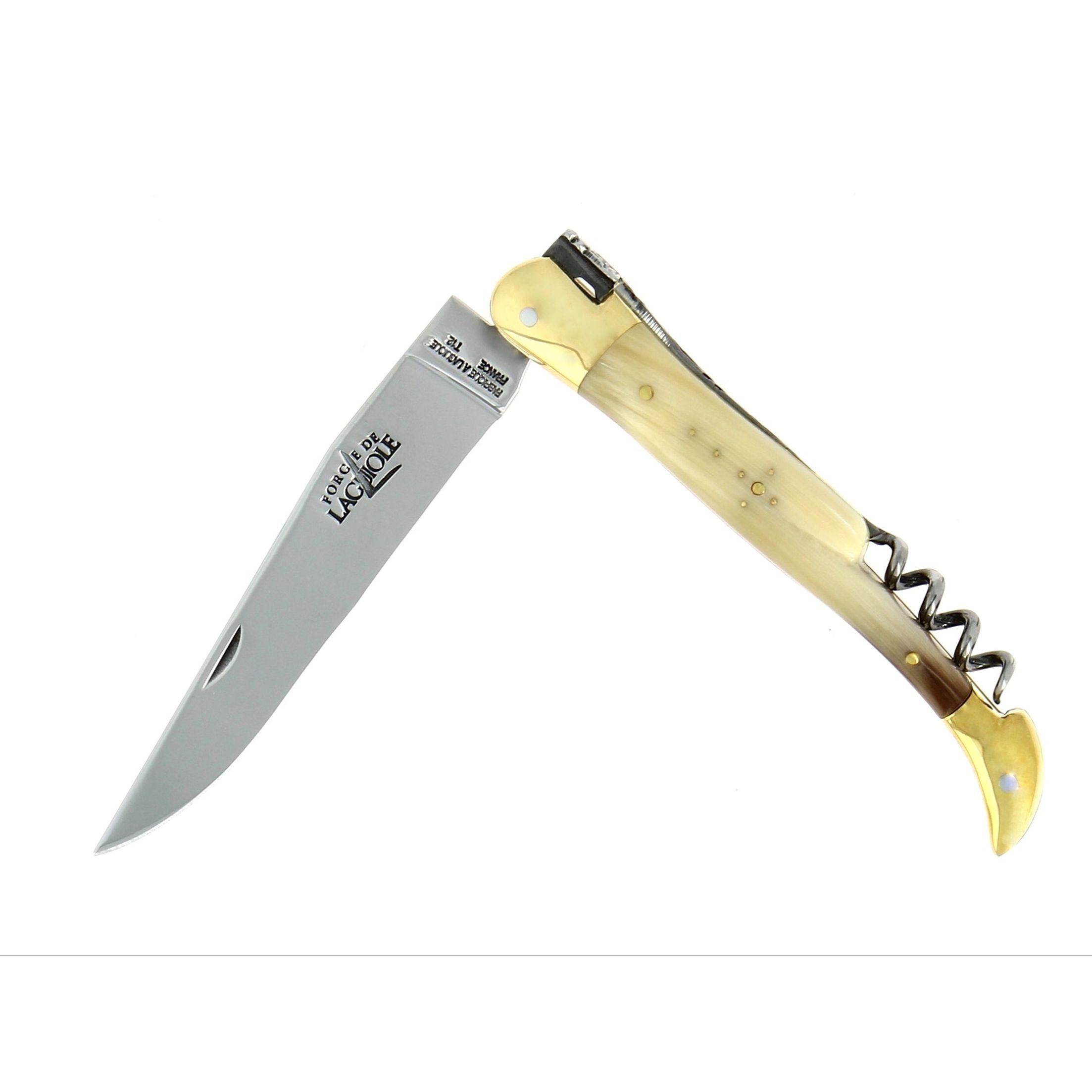 Tire-bouchon - 12 cm mitres laiton finition brillante, Pointe de corne claire – Laguiole - Laguiole - Tire-bouchon - - La Guilde Culinaire