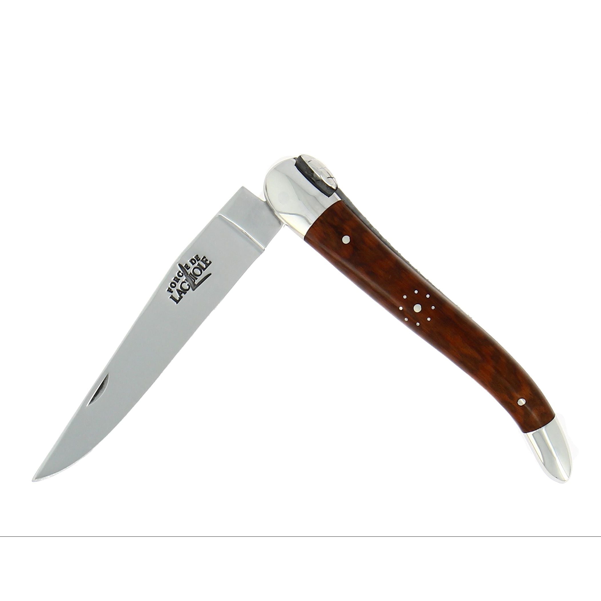 Couteau pliant 11 cm, mitre inox brillant, Amourette + Étui Buron Chocolat – Laguiole - Laguiole - Couteau de poche - - La Guilde Culinaire