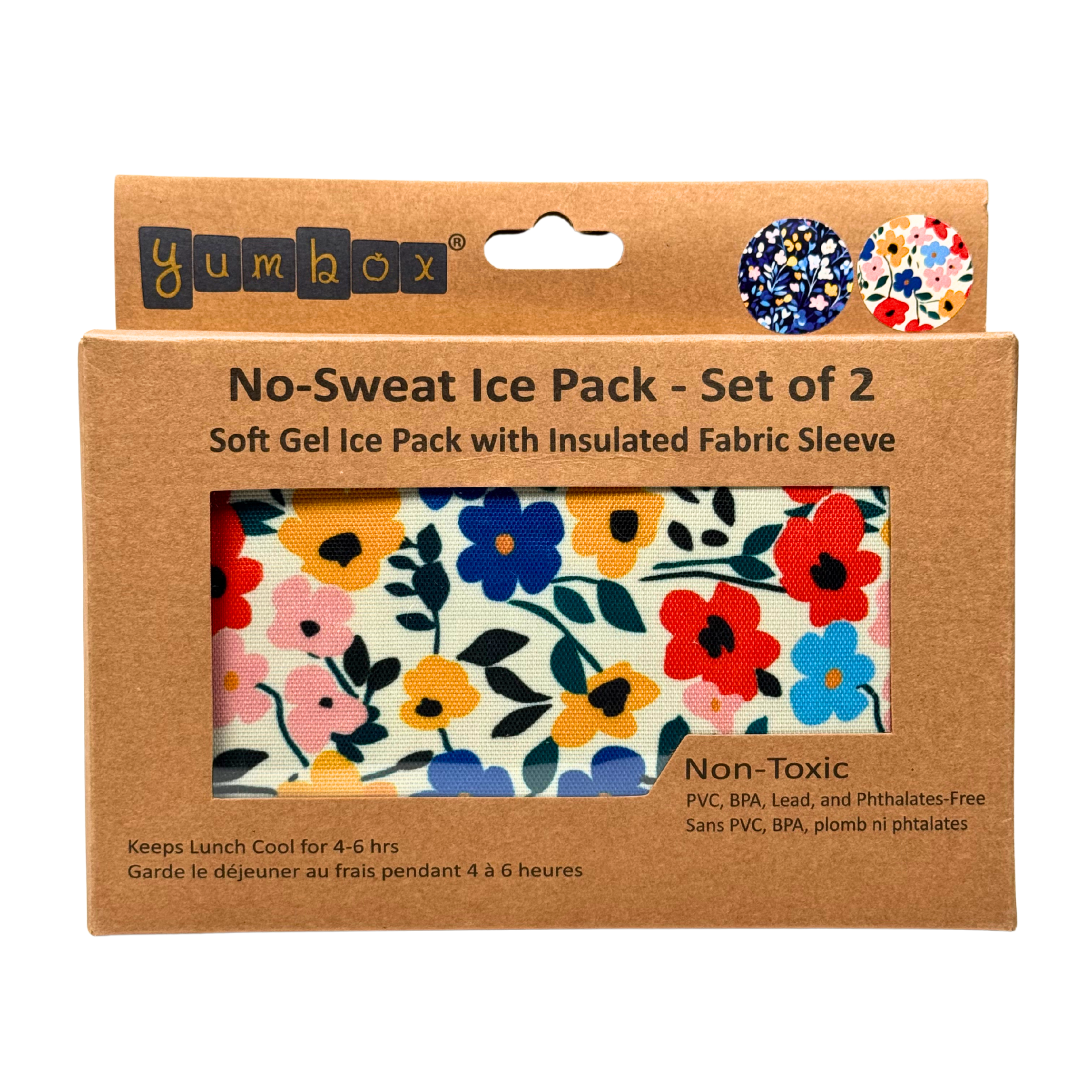 Packs de glace en gel dans des housses en tissu 2 unités - Imprimés floraux - Yumbox - Bloc réfrigérant - - La Guilde Culinaire