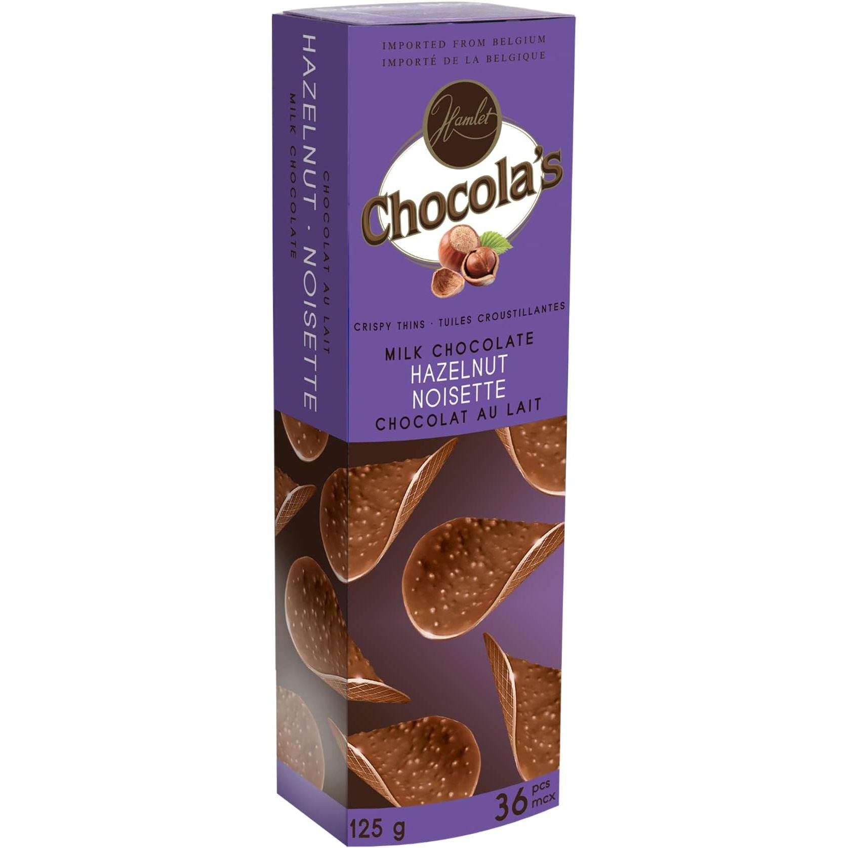 Tuiles croustillantes chocolat au lait noisette Chocola's 125g - Hamlet - Chocolat au lait - - La Guilde Culinaire