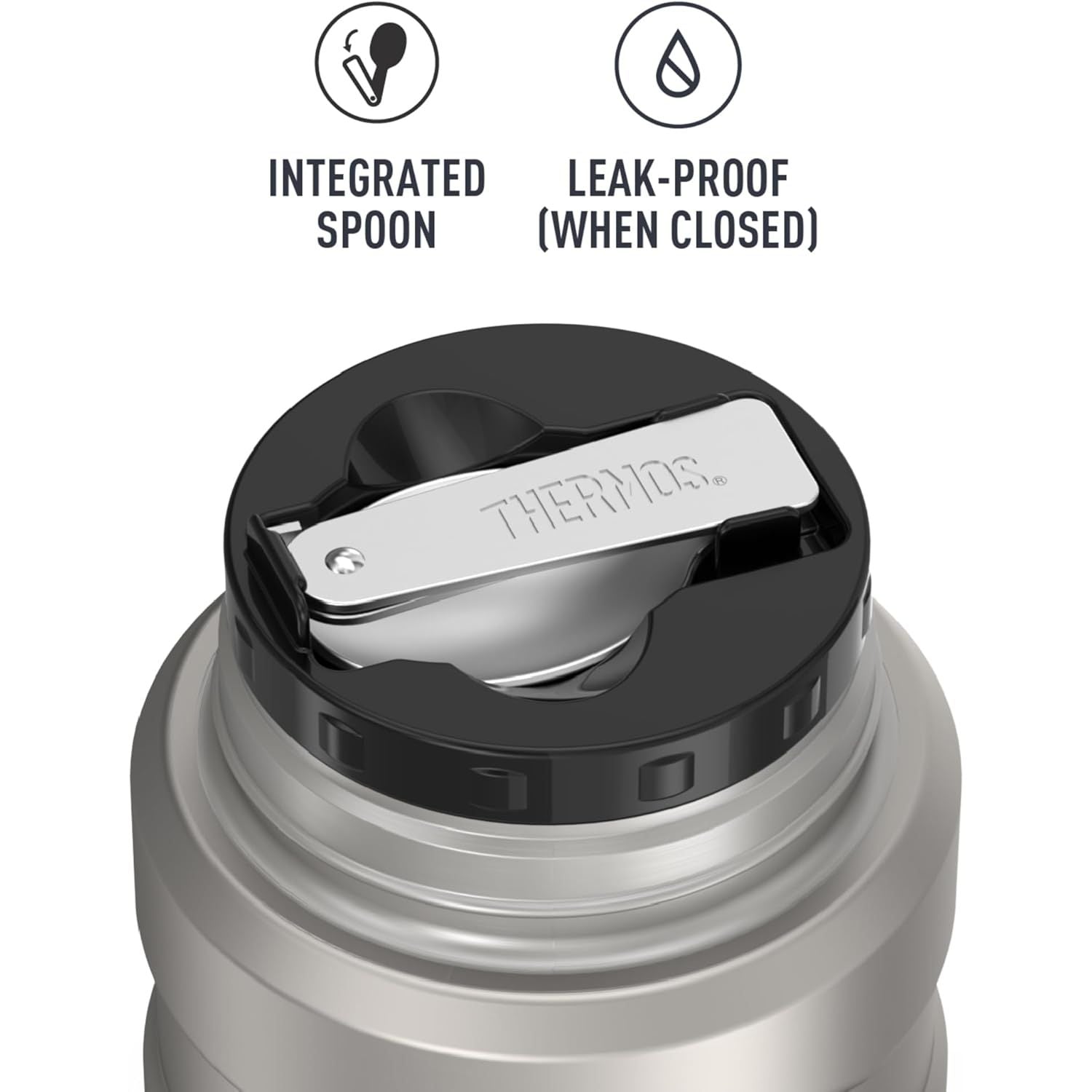Contenant alimentaire avec cuillère en acier inoxydable KING 470 ml (16oz) - Thermos - Contenant pour aliment - - La Guilde Culinaire