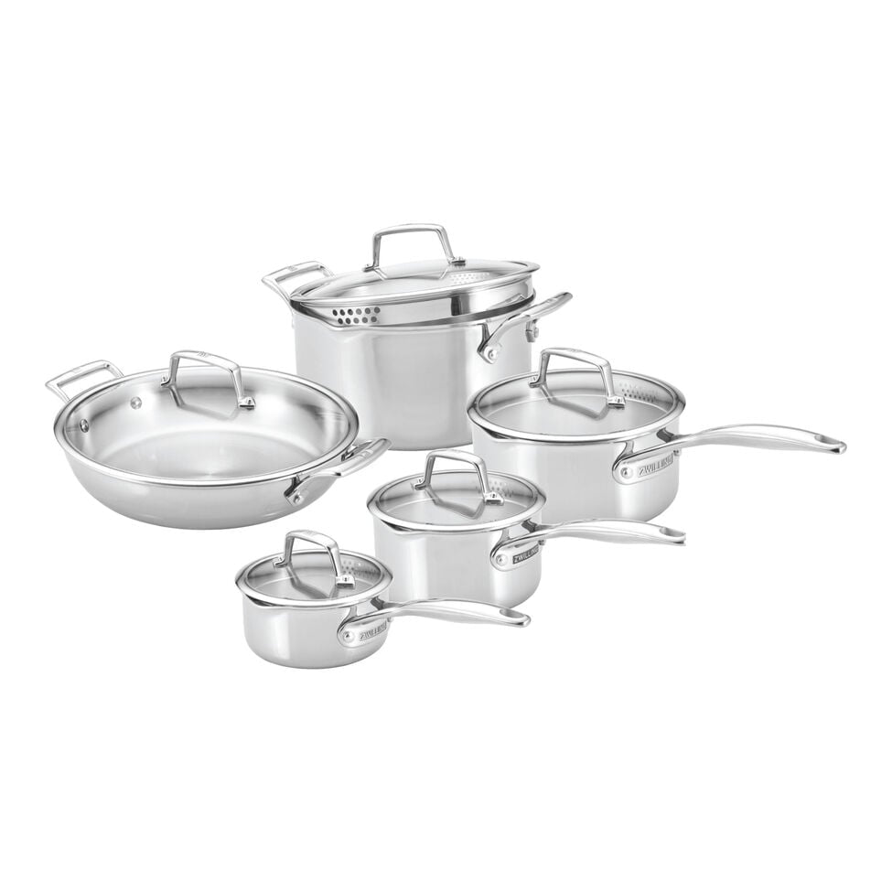 Batterie de cuisine 10 pièces en acier inoxydable 18/10 - Zwilling - Batterie de cuisine - - La Guilde Culinaire