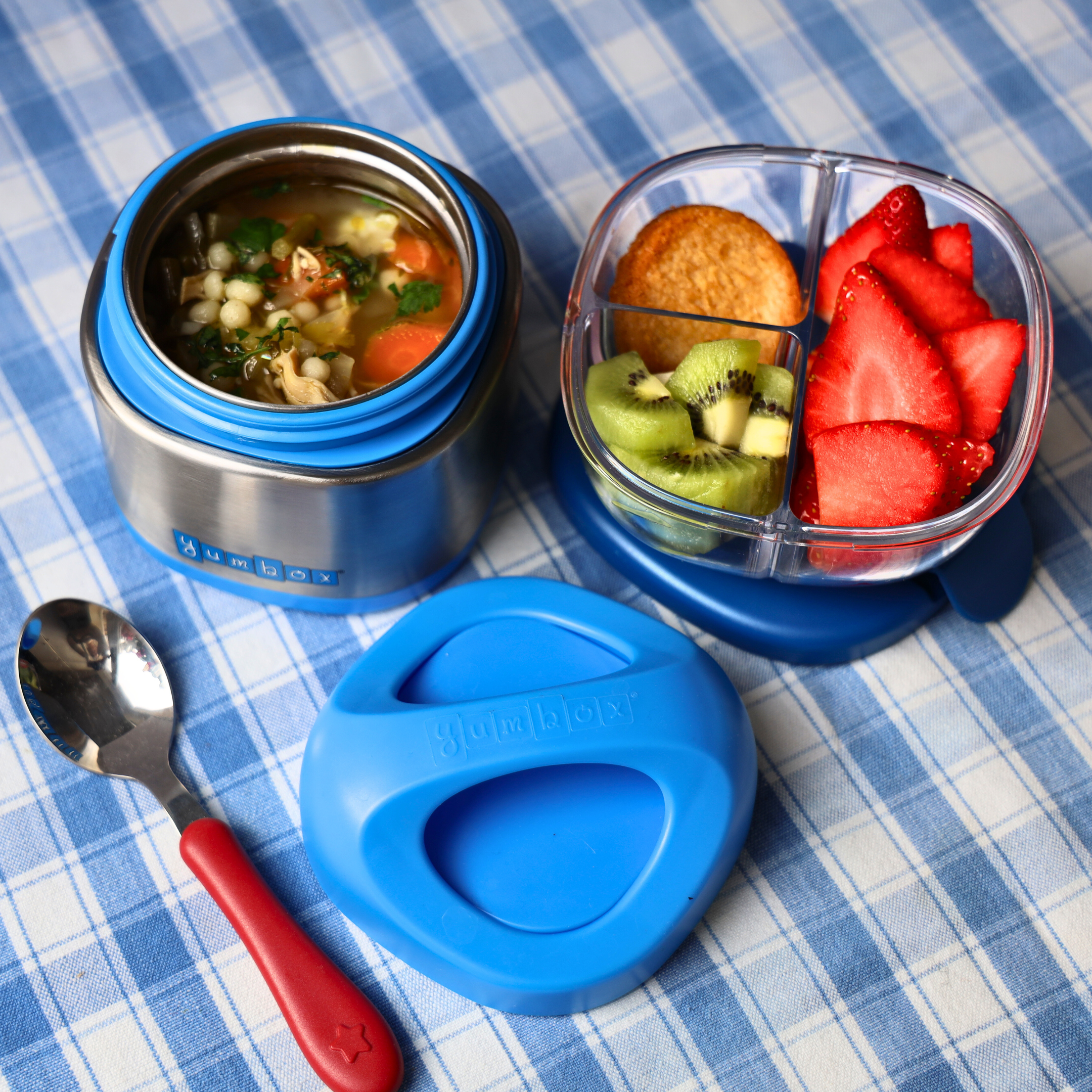 Bol à collations étanche avec 3 compartiments - Bleu marine - Yumbox - Boîte à repas - - La Guilde Culinaire