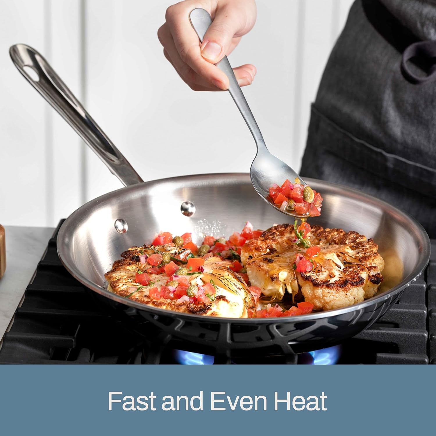 Poêle à frire en acier inoxydable D3 avec couvercle - All-Clad - Poêle à frire - - La Guilde Culinaire