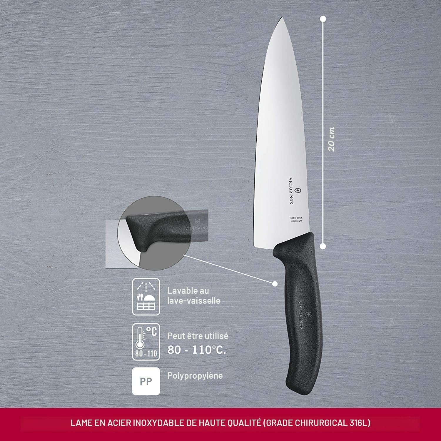 Swiss Classic Couteau de chef 20cm-8'' - Victorinox - Couteau de Chef - - La Guilde Culinaire