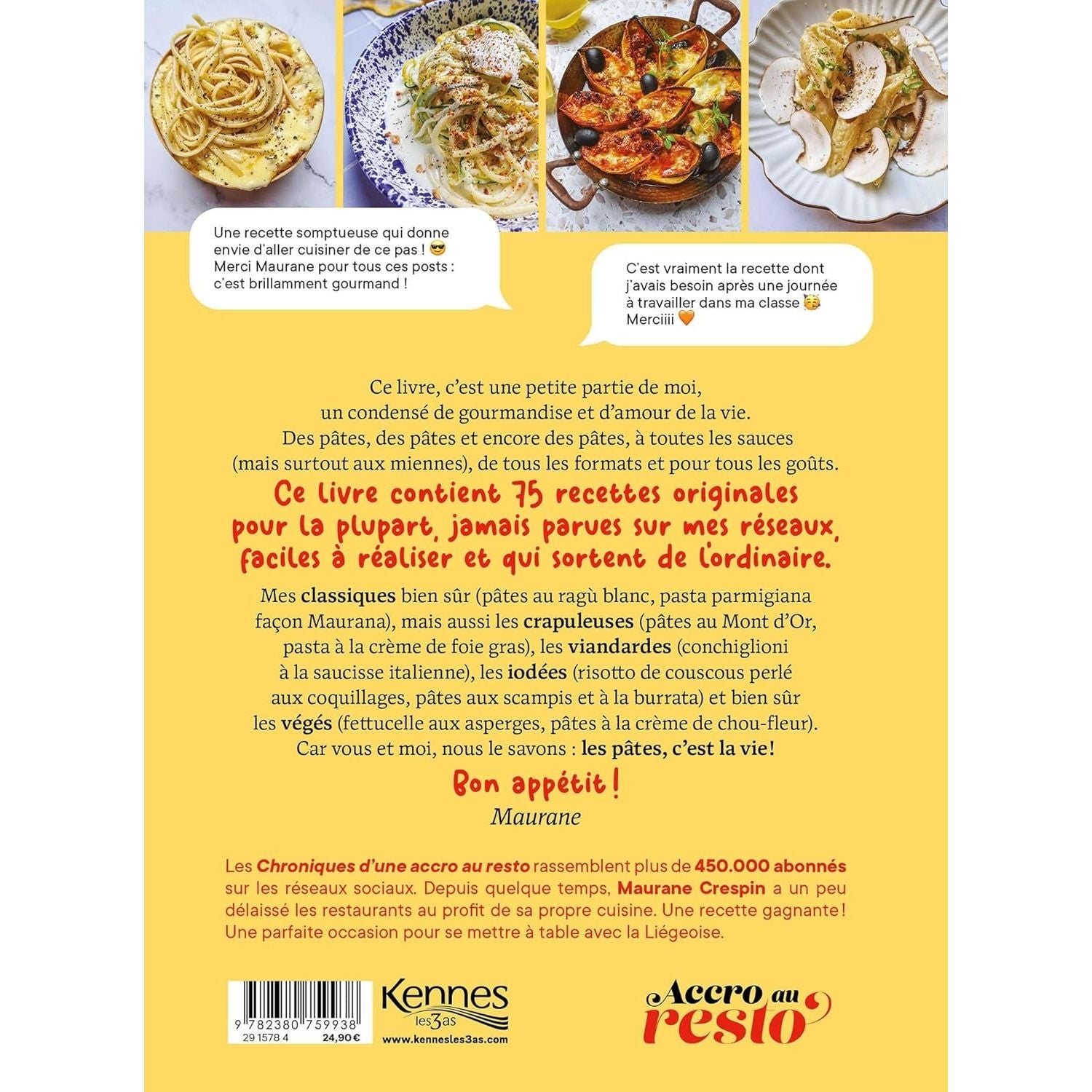Les pâtes, c'est la vie - Kennes - Livre de cuisine - - La Guilde Culinaire