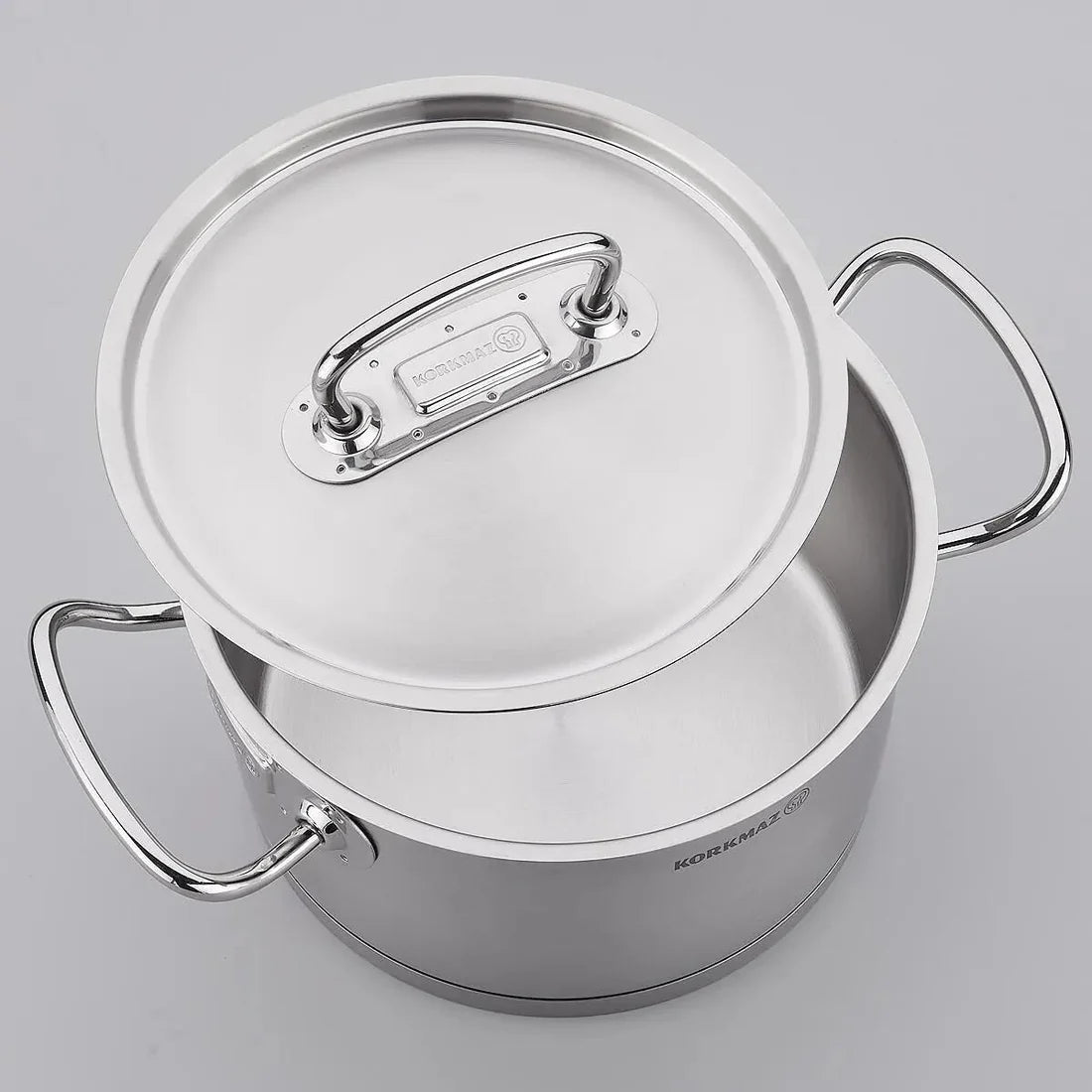 Marmite en acier inoxydable avec couvercle - 24 cm 9.5L - Korkmaz - Marmite - - La Guilde Culinaire