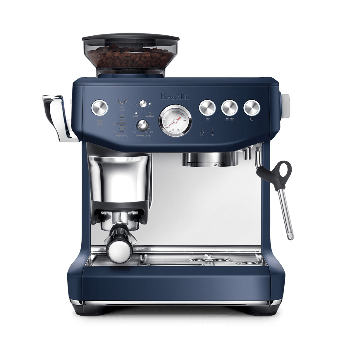 Machine à Café The Barista Express Impress Damas bleu - Breville - Machine à espresso - BES876DBL1BNA1 - La Guilde Culinaire