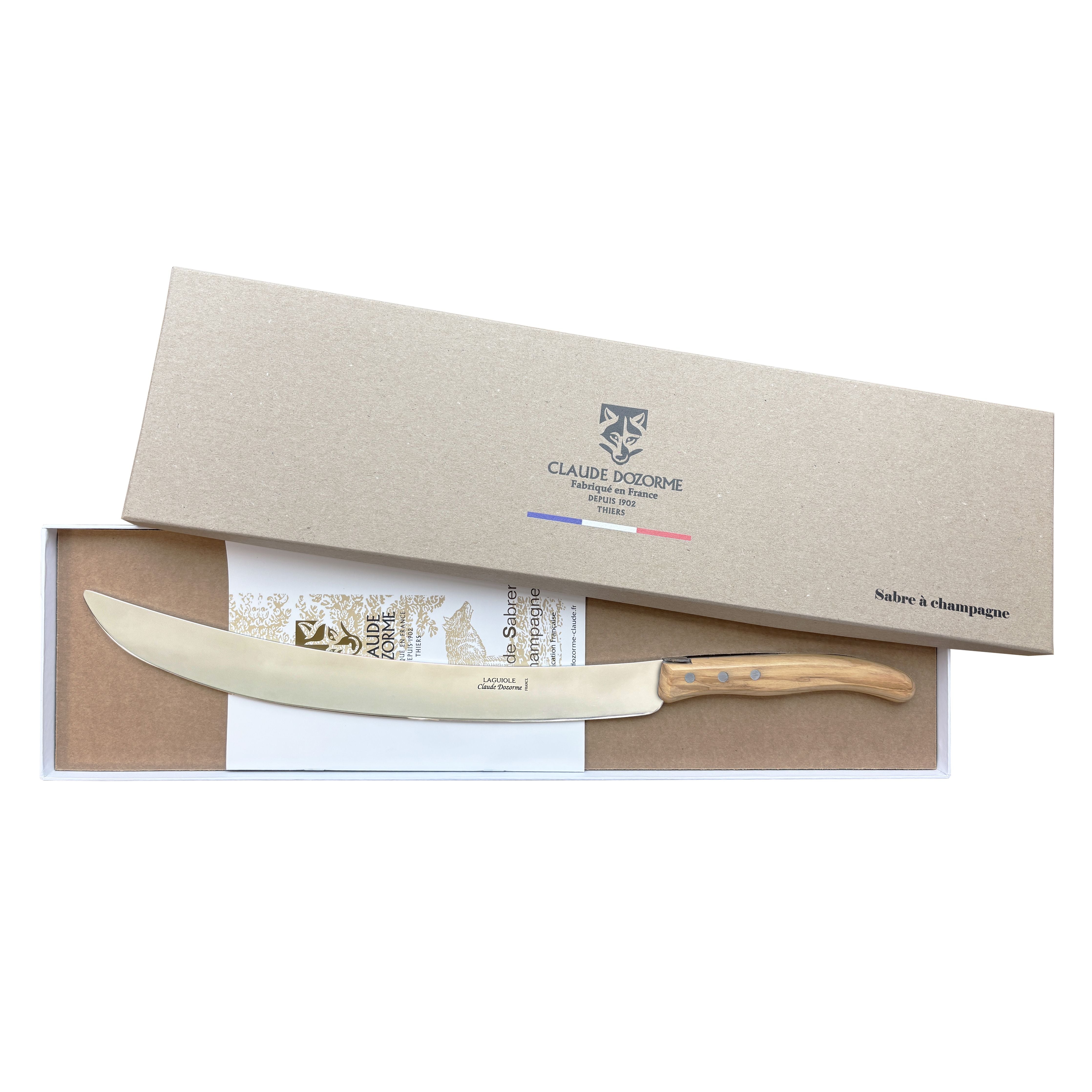 Sabre à Champagne - Claude Dozorme Bois d'olivier - Claude Dozorme - Sabre à champagne - D6.40.063.89 - La Guilde Culinaire