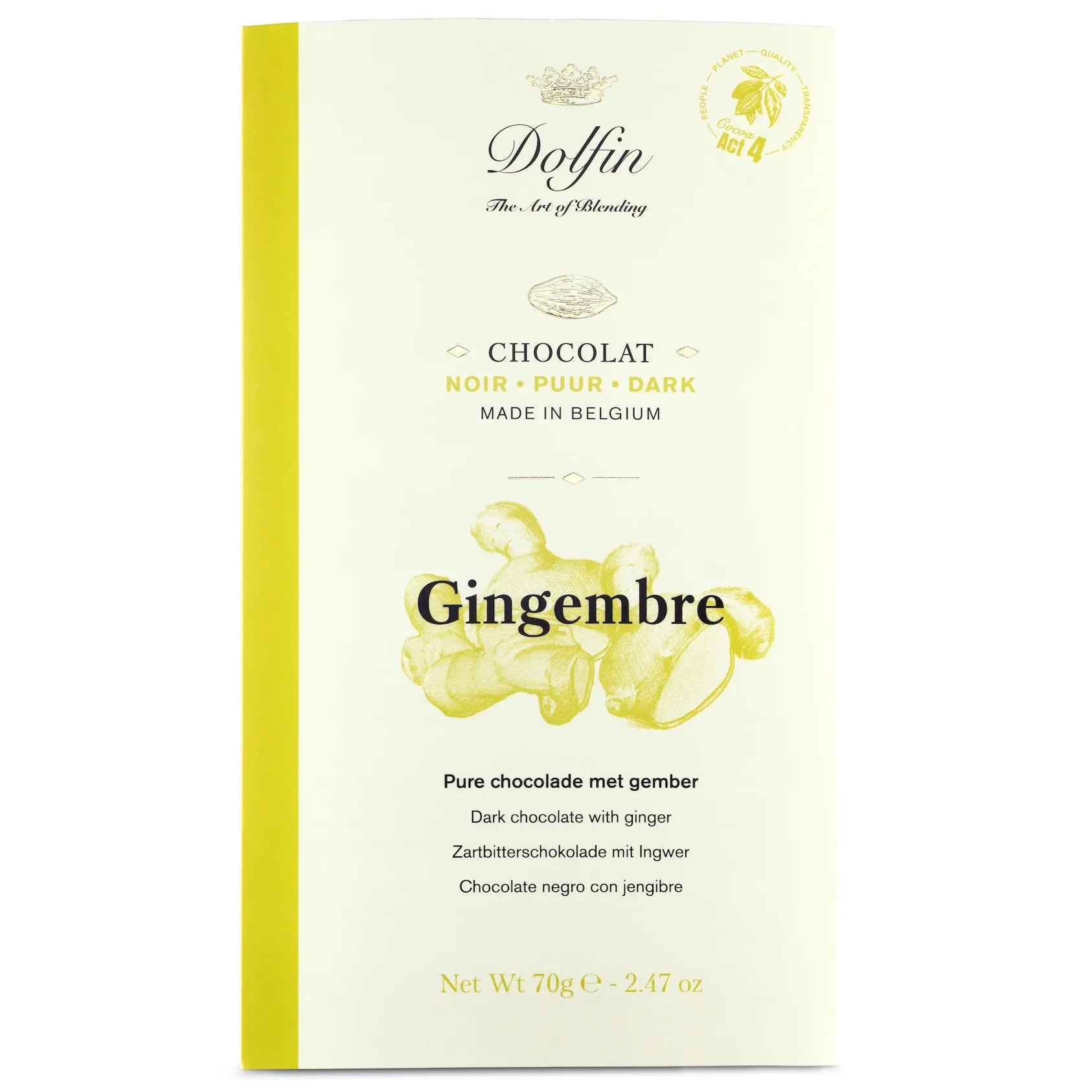 Chocolat noir Gingembre frais - Dolfin - Tablette de chocolat - - La Guilde Culinaire