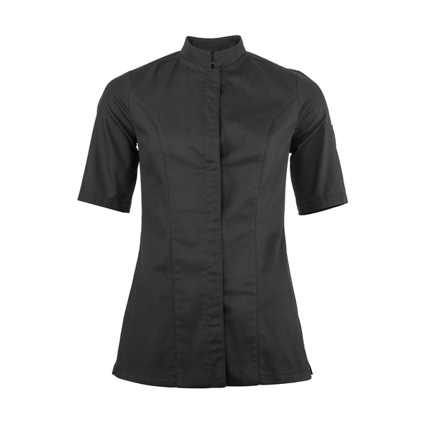 Veste de cuisine Genova Noir Courtes T00 - UE XS-34/36 - US 28/29 - Clement Design - Veste cuisine femme - GENOVA-NR-MC-T00 - La Guilde Culinaire