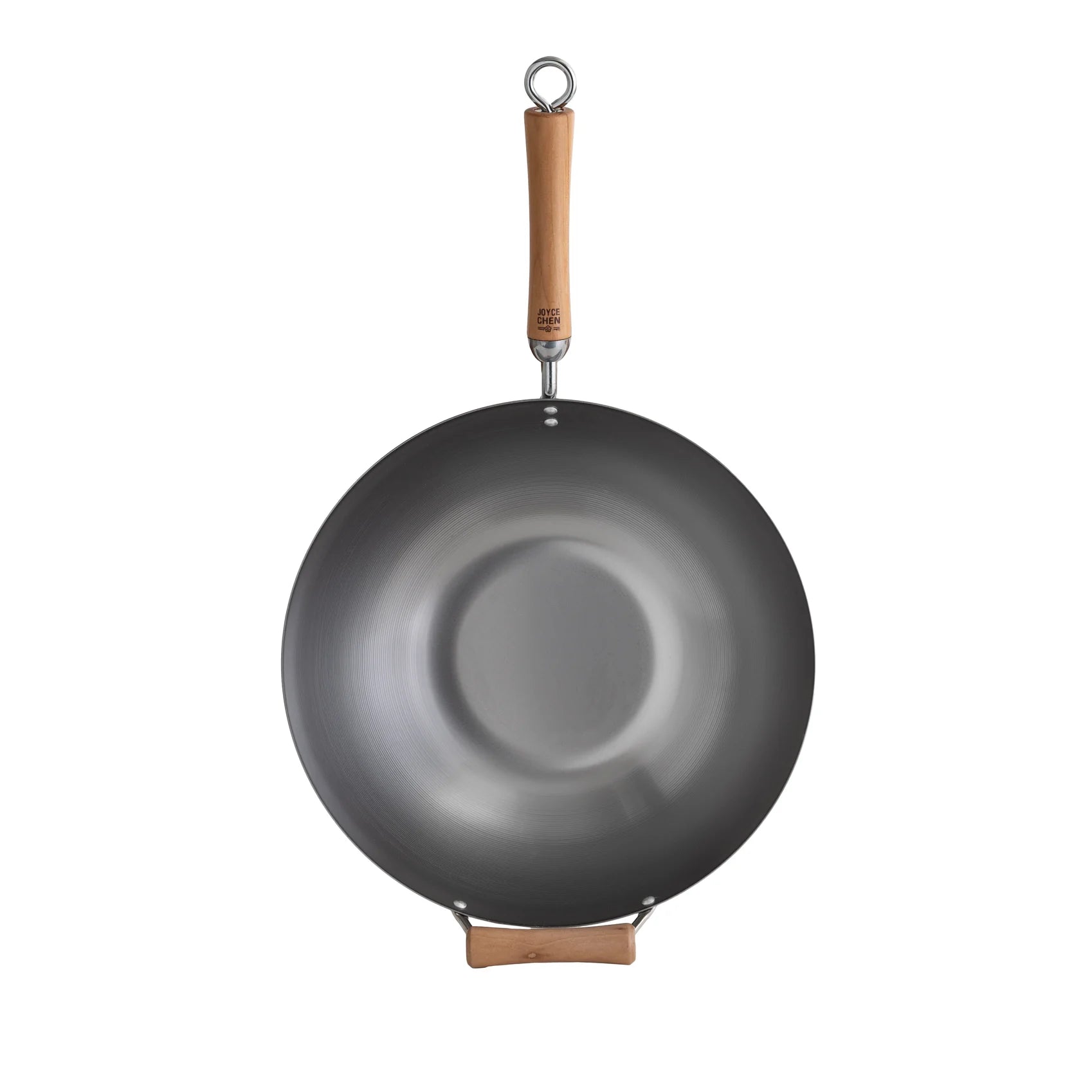 Wok à fond plat en acier carbone de 14" de la série Classic avec poignées en bouleau - Joyce Chen - Wok - - La Guilde Culinaire