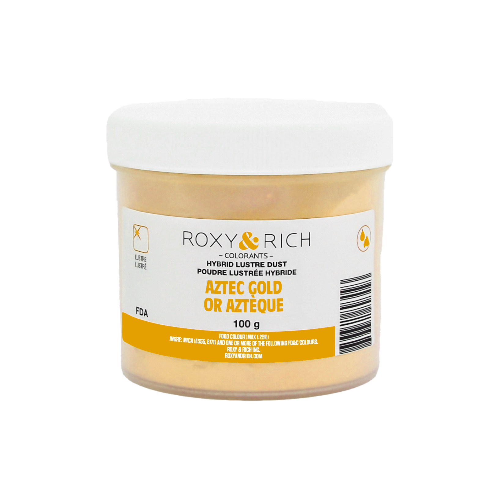 Poudre lustrée hybride Or Aztèque 100g - Roxy & Rich - Poudre lustrée - L100-047 - La Guilde Culinaire