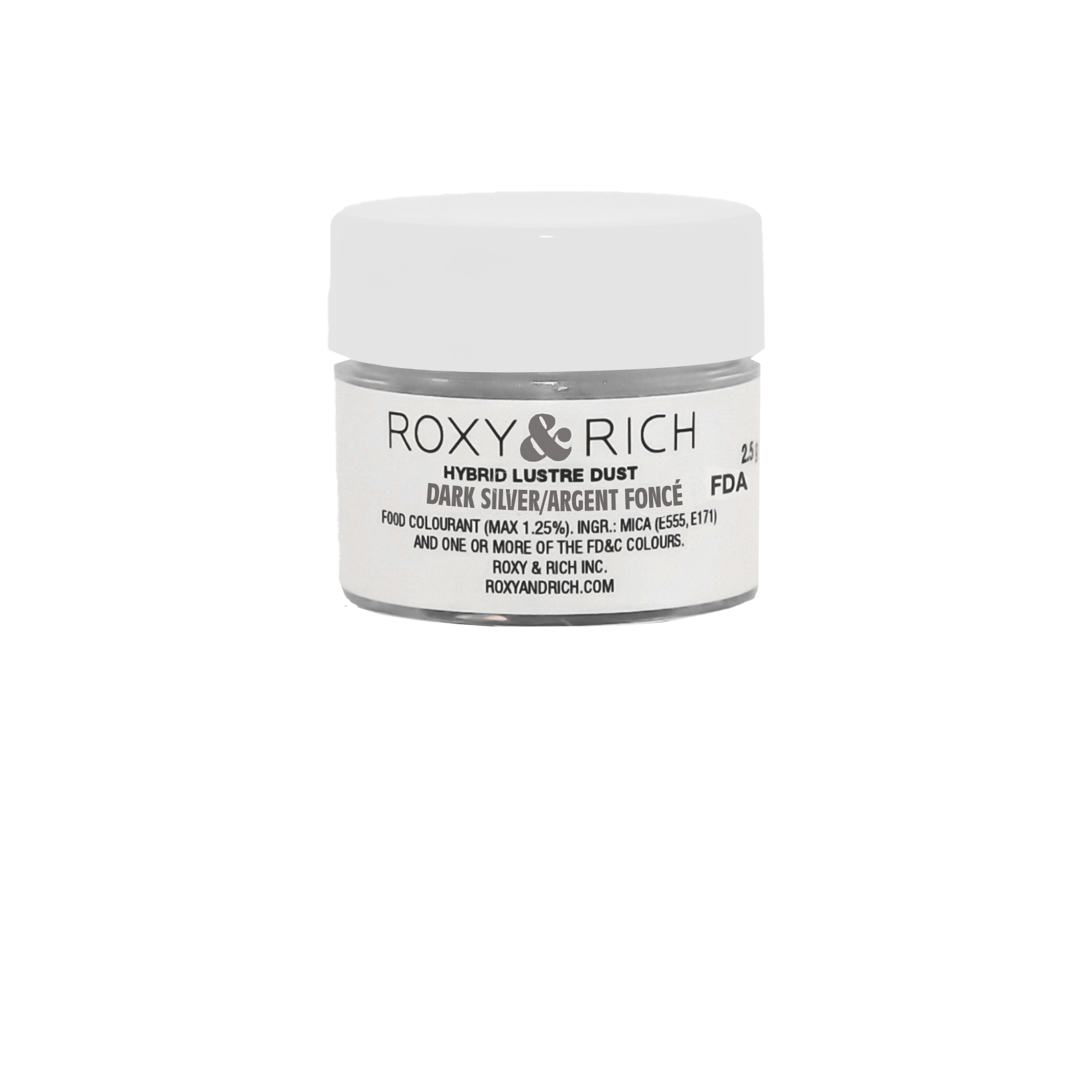 Poudre lustrée hybride Argent Foncé 2.5g - Roxy & Rich - Poudre lustrée - L2-050 - La Guilde Culinaire
