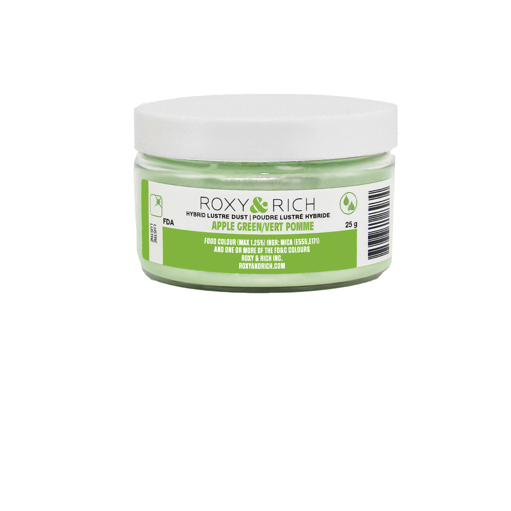 Poudre lustrée hybride Vert Pomme 25g - Roxy & Rich - Poudre lustrée - L25-035 - La Guilde Culinaire