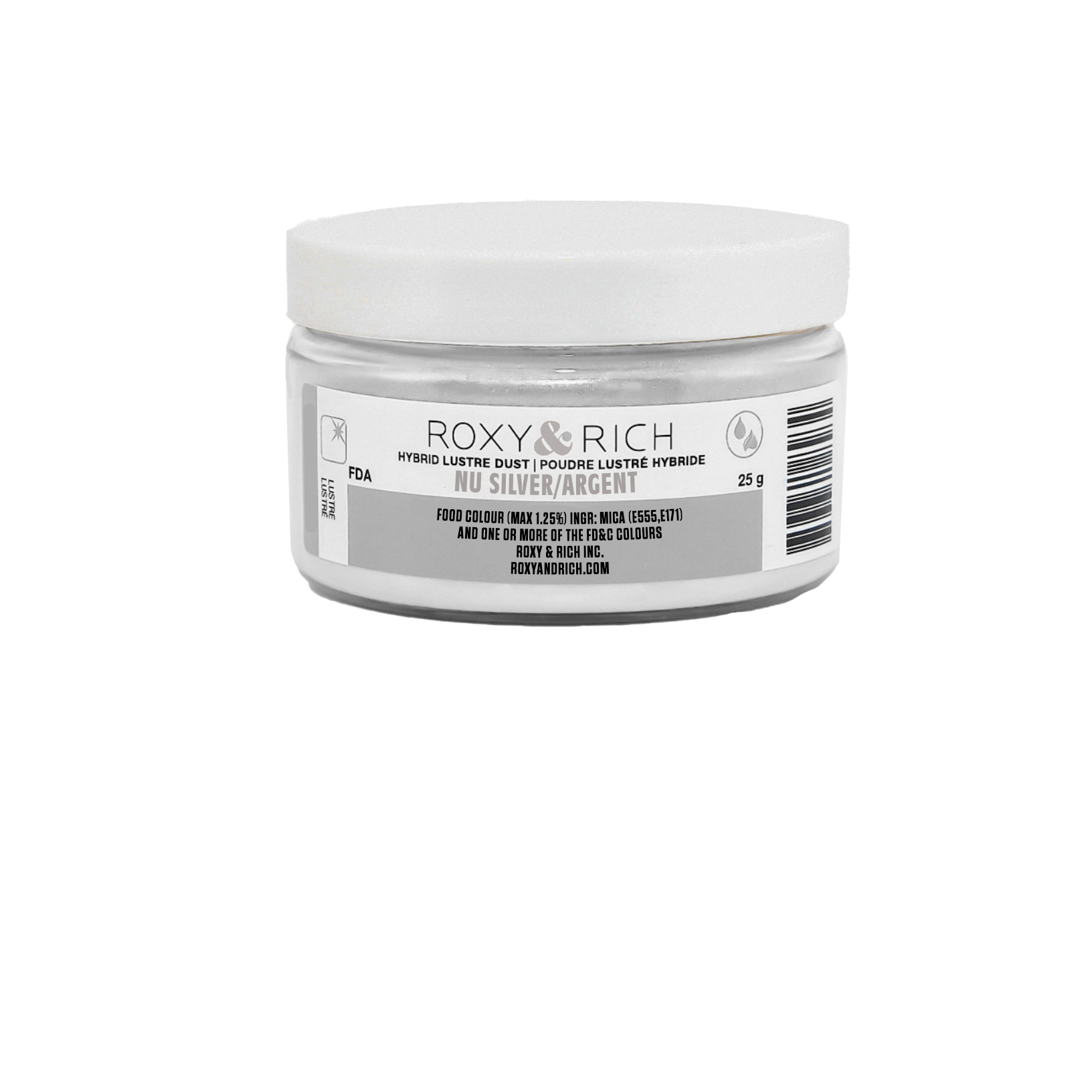 Poudre lustrée hybride Argent 25g - Roxy & Rich - Poudre lustrée - L25-049 - La Guilde Culinaire