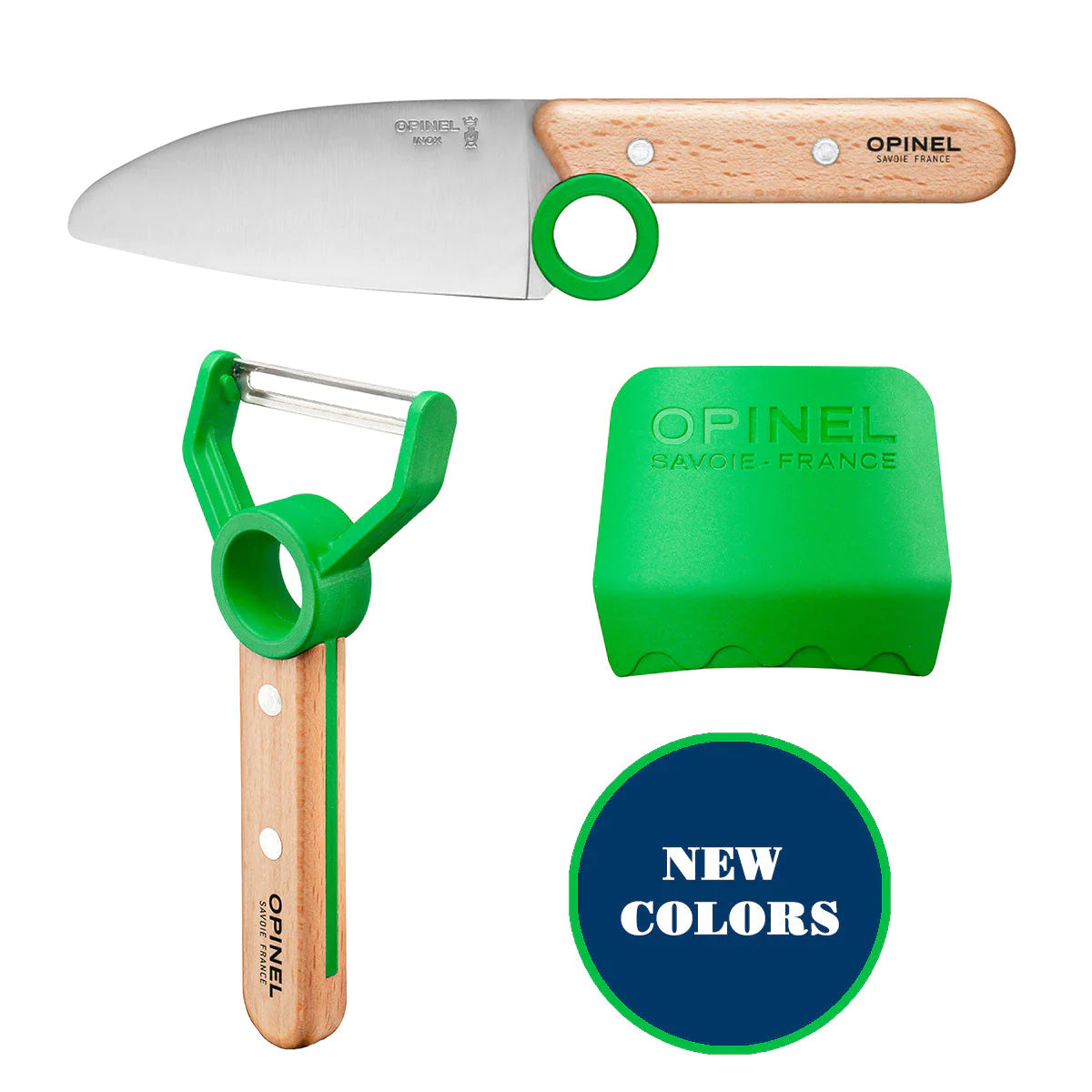 Opinel - Coffret Le Petit Chef (couteau+protège doigt+éplucheur) - vert - Opinel - Couteau pour enfant - - La Guilde Culinaire