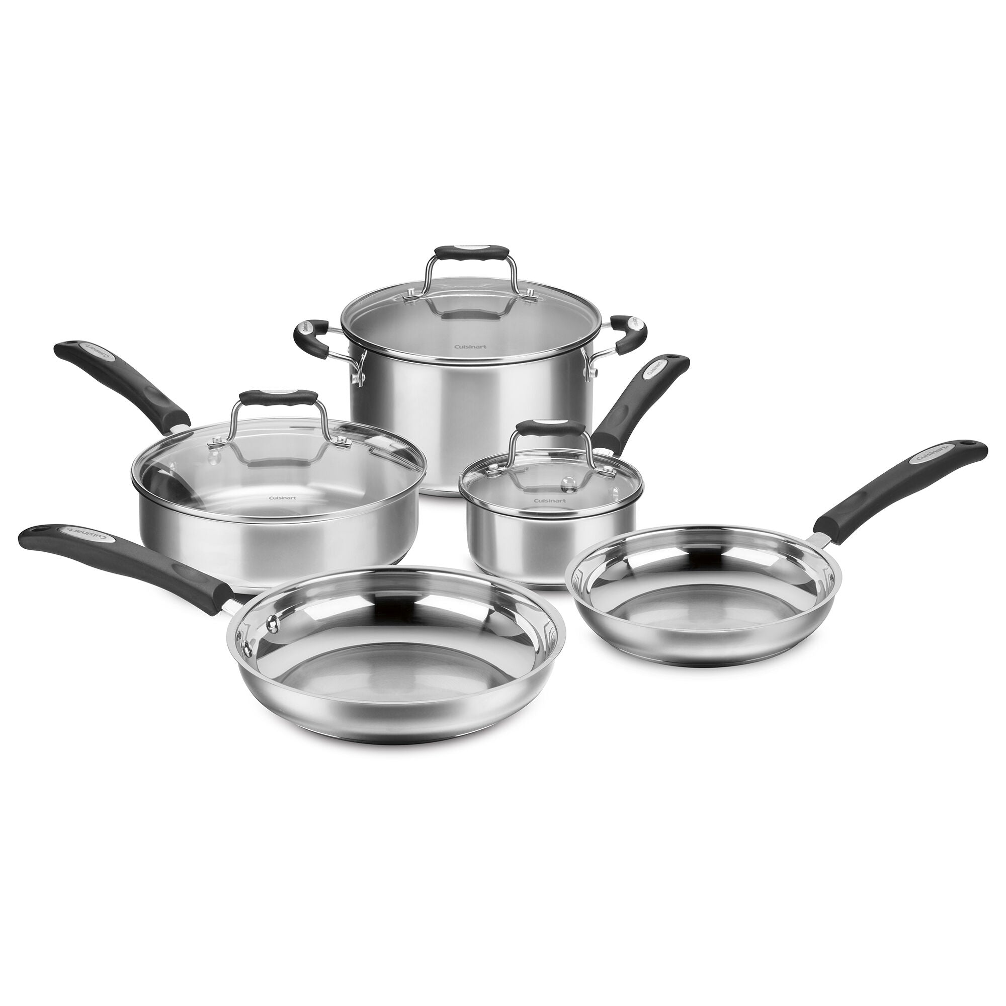 Batterie de cuisine en acier inoxydable de 8 pièces - Cuisinart - Batterie de cuisine - - La Guilde Culinaire