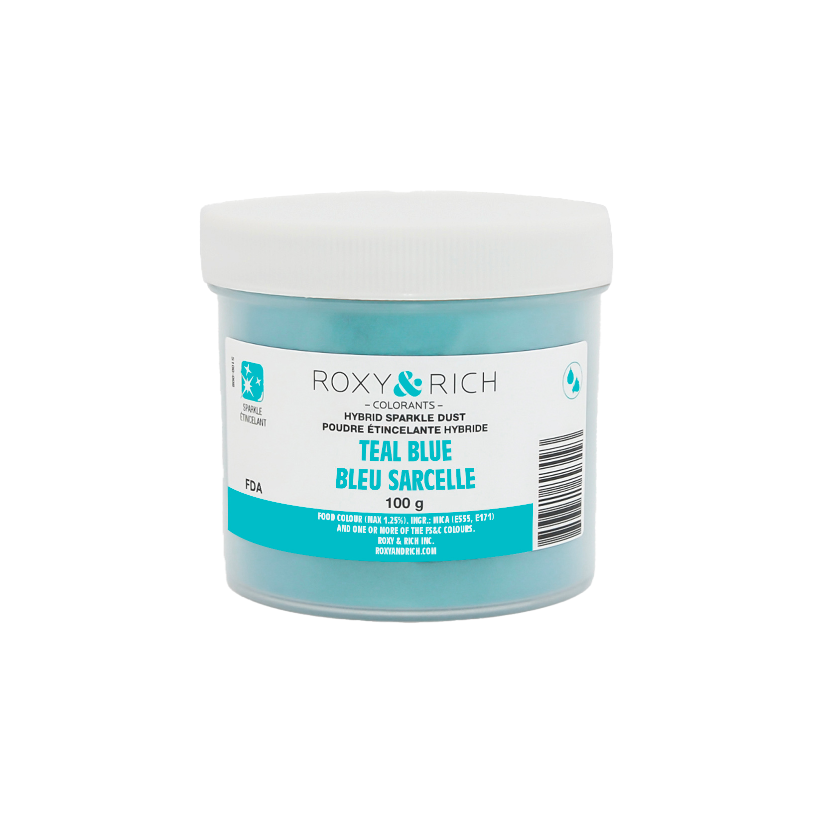 Poudre étincelante hybride Bleu Sarcelle 100g - Roxy & Rich - Poudre étincelante - S100-008 - La Guilde Culinaire