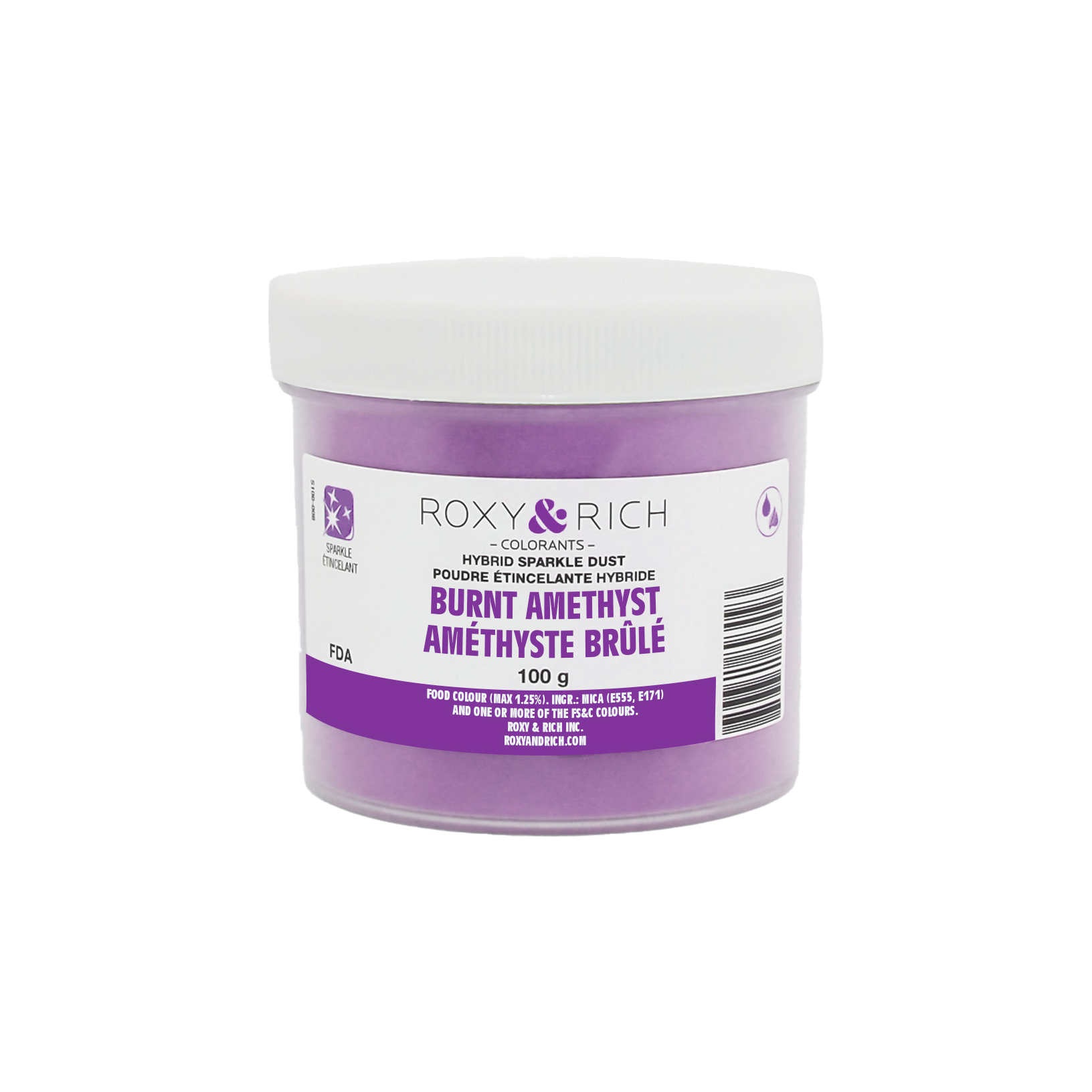 Poudre étincelante hybride Améthyste Brûlée 100g - Roxy & Rich - Poudre étincelante - S100-043 - La Guilde Culinaire