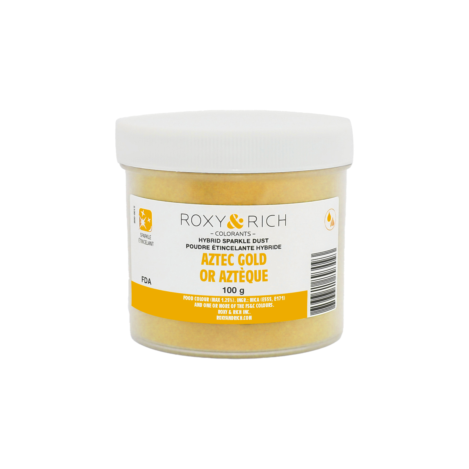 Poudre étincelante hybride Or Aztèque 100g - Roxy & Rich - Poudre étincelante - S100-047 - La Guilde Culinaire