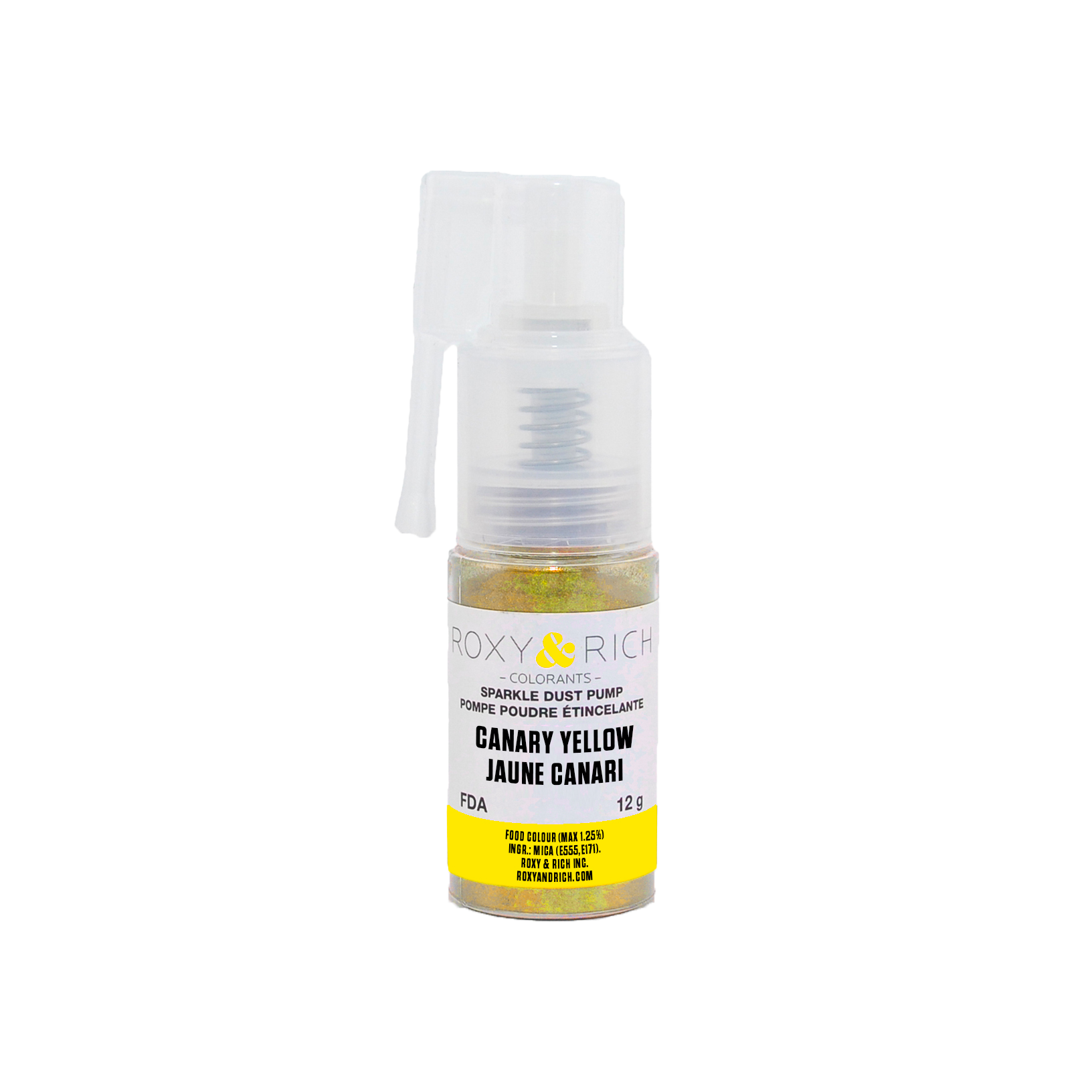 Pompes pour poudres étincelantes Jaune Canari 12g - Roxy & Rich - Poudre étincelante - S12-012P - La Guilde Culinaire