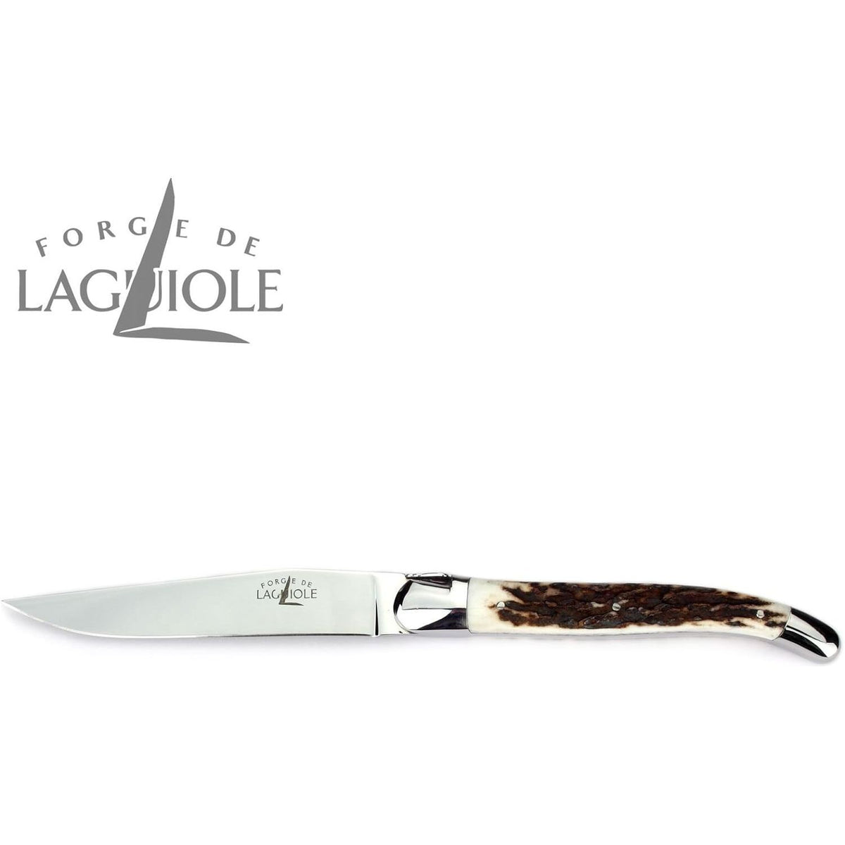 Coffret de 2 couteaux à steak, manche corne de cerf, coffret cadeau noir – Laguiole - Laguiole - Couteau à steak - - La Guilde Culinaire