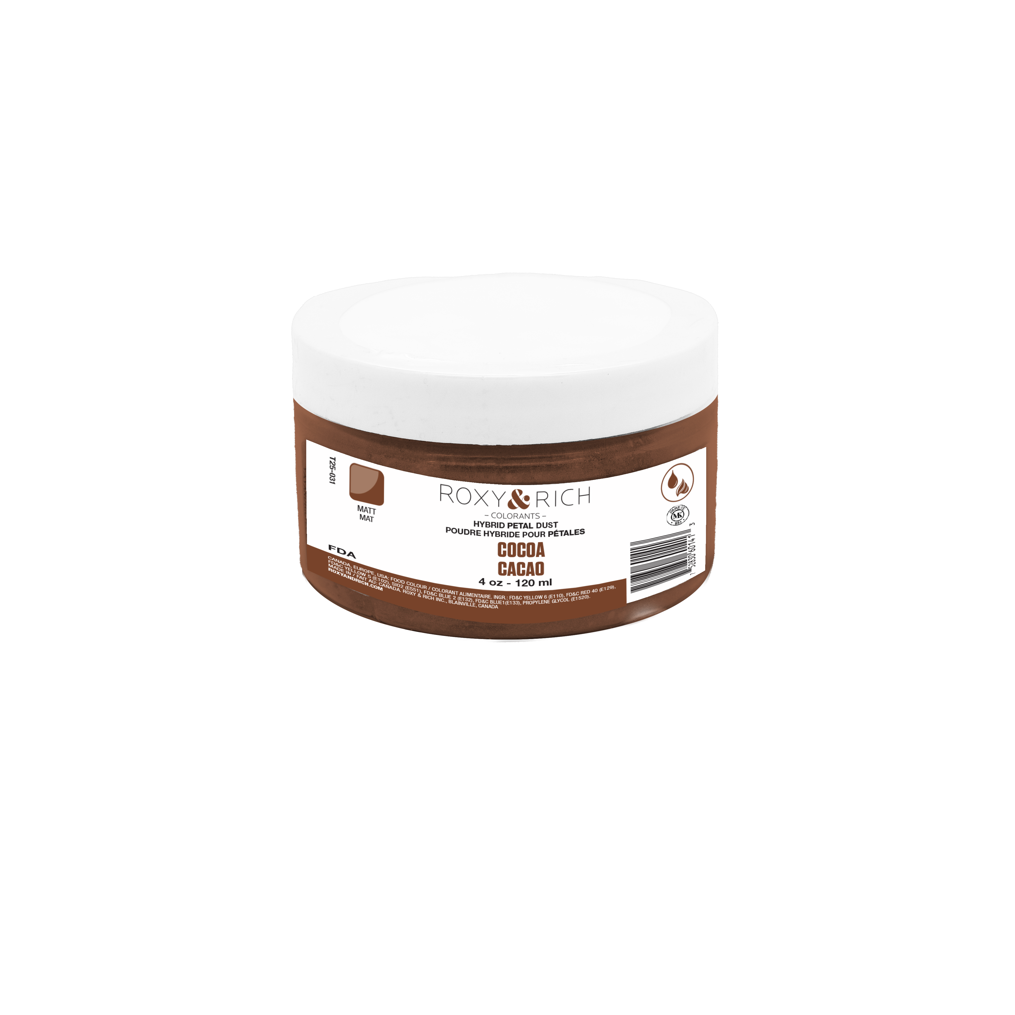 Poudres hybrides pour Pétales Cacao 113g/ 4 oz - Roxy & Rich - Poudres Hybrides Pétales - T25-031 - La Guilde Culinaire