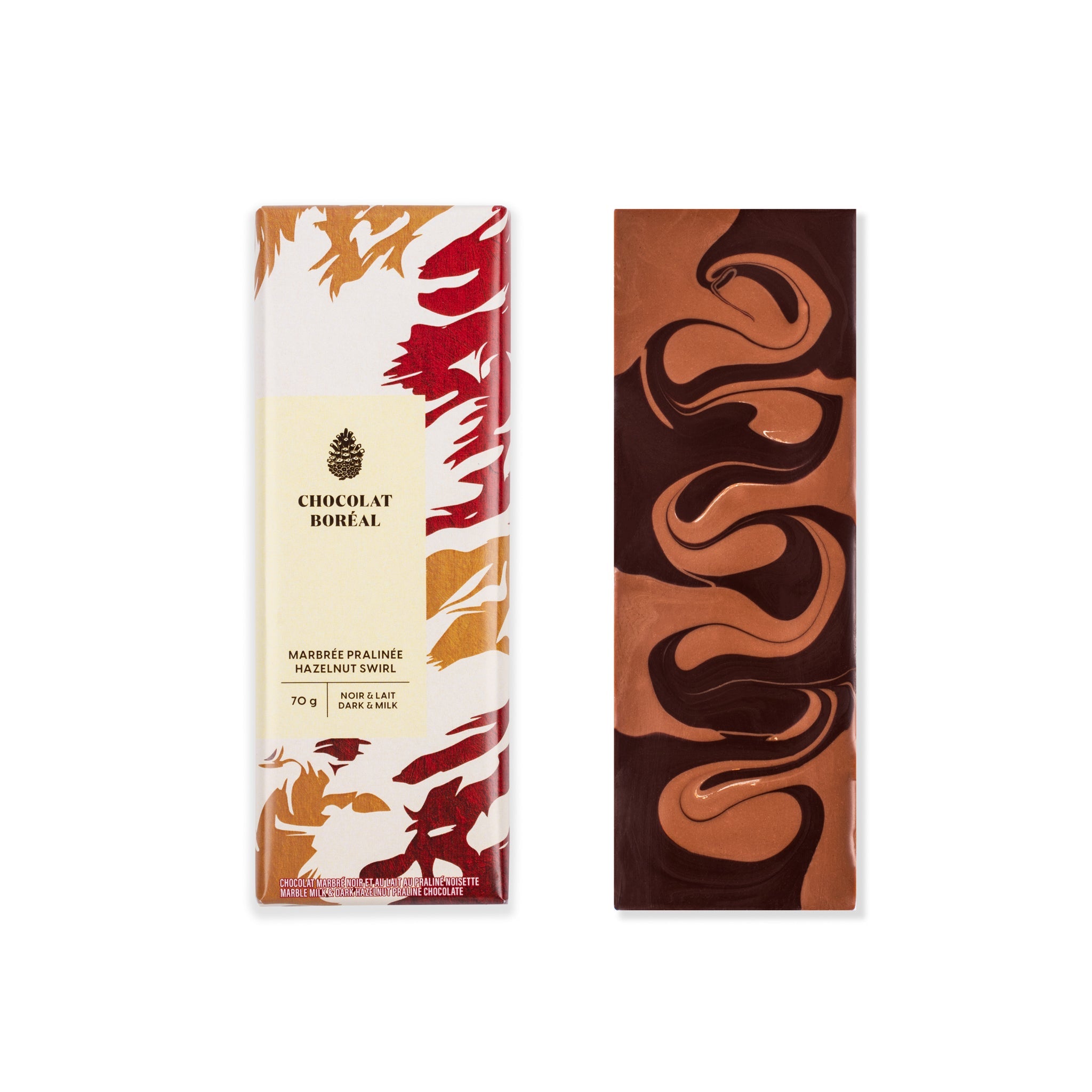 Tablette de chocolat Gourmande MARBRÉE - Praliné - Chocolat Boréal - Tablette de chocolat - - La Guilde Culinaire