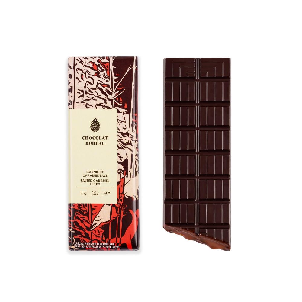 Tablette chocolat Gourmande NOIR - Garnie de caramel salé - Chocolat Boréal - Tablette de chocolat - - La Guilde Culinaire