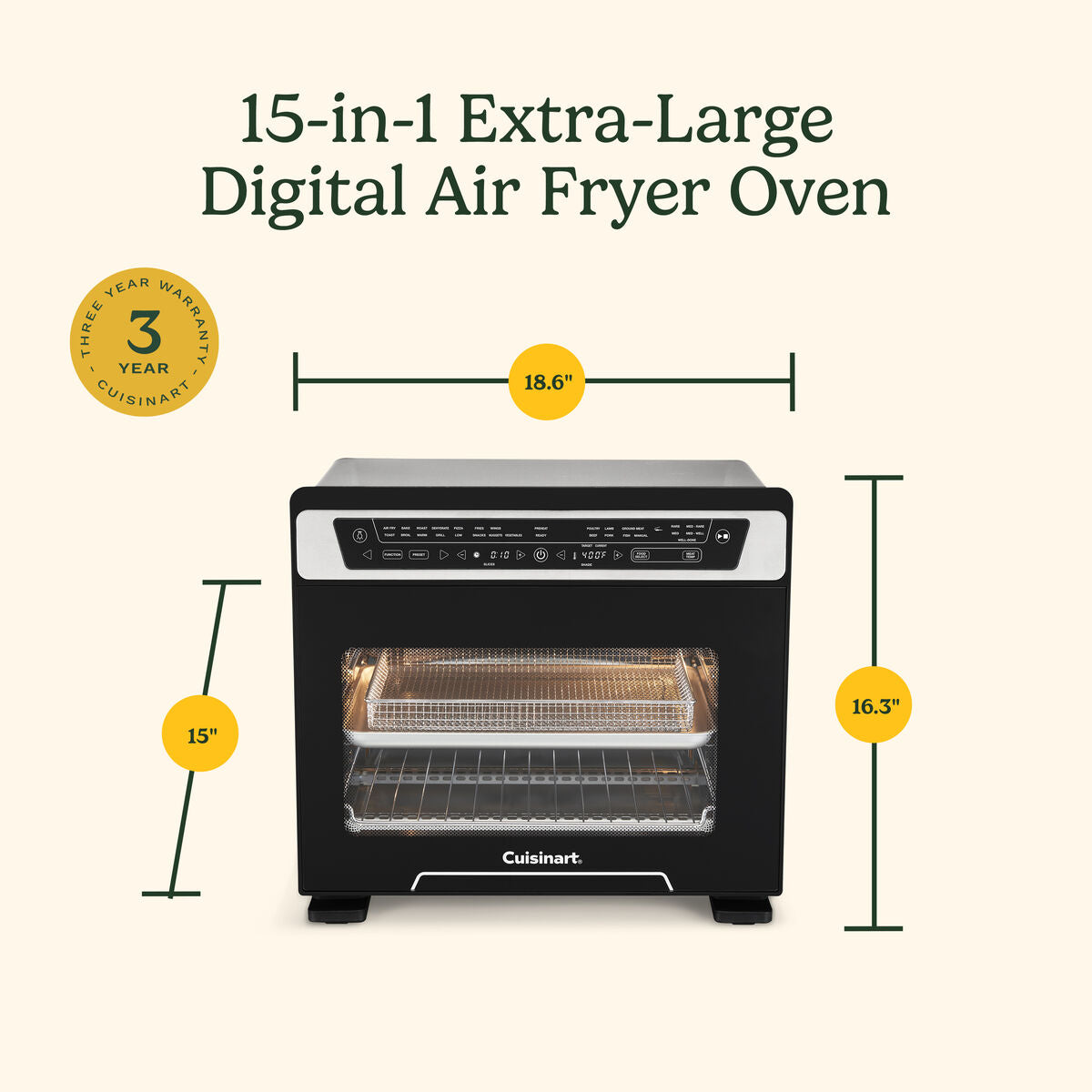 Four numérique 15-en-1 extra-large avec friteuse à air - Cuisinart - Air fryer - - La Guilde Culinaire
