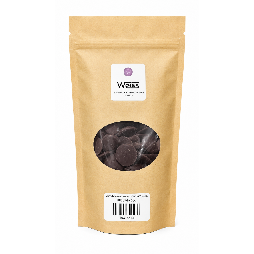 Chocolat de couverture - KACINKOA 85% 400 g / 0.88 lbs - Weiss - Chocolat - 883074-400g - La Guilde Culinaire