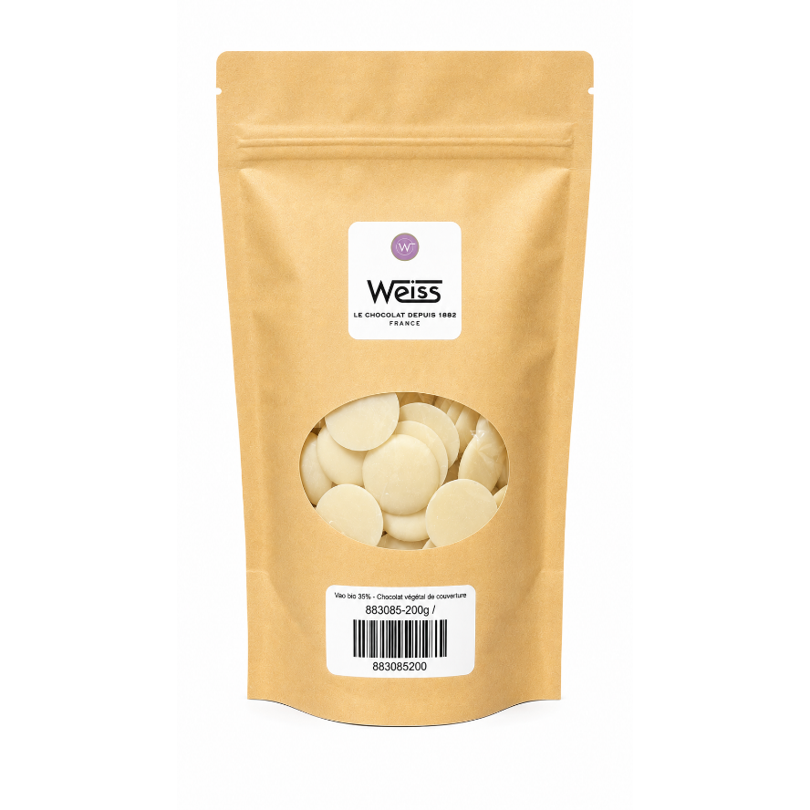 Vao bio 35% - Chocolat végétal de couverture 200 g / 0.44 lbs - Weiss - Chocolat - 883085-200g - La Guilde Culinaire