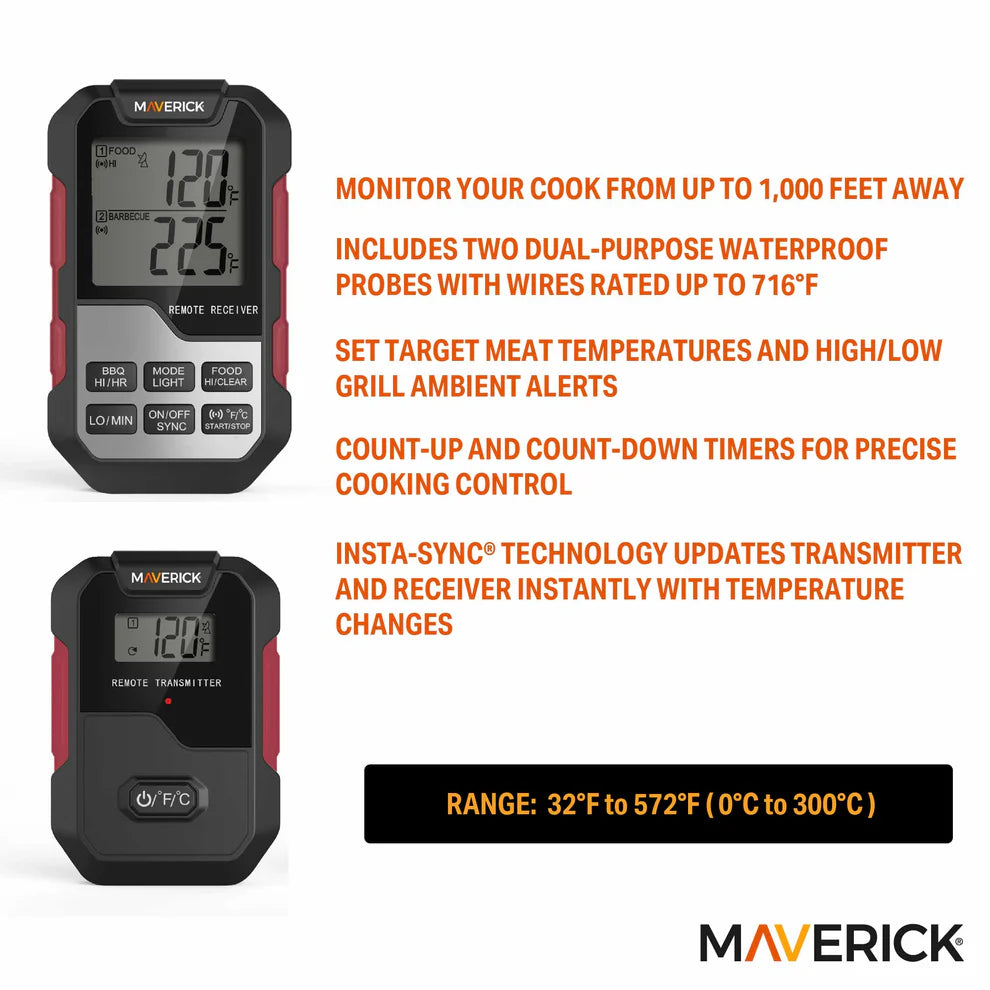 Thermomètre et minuteur sans fil professionnel à portée étendue, double sonde - Maverick - Thermomètre de cuisson - - La Guilde Culinaire