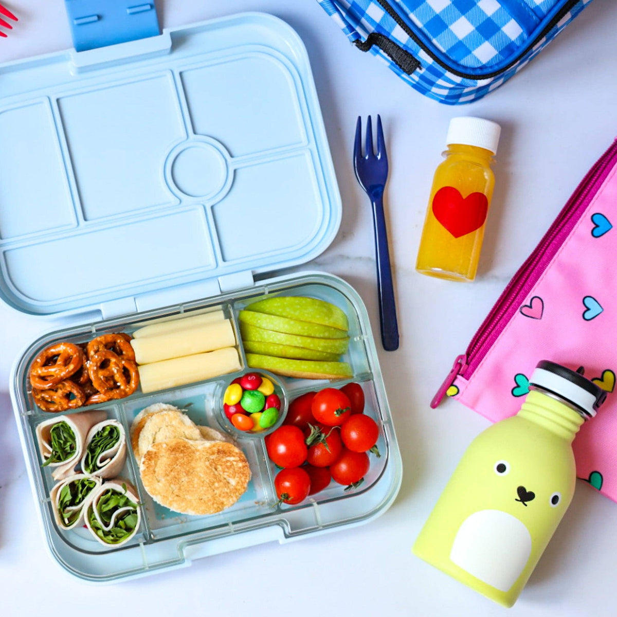 Sachets réutilisables pour encas et sandwichs — Lot de 2, motifs cœurs et chiens - Yumbox - Boîte à repas - - La Guilde Culinaire
